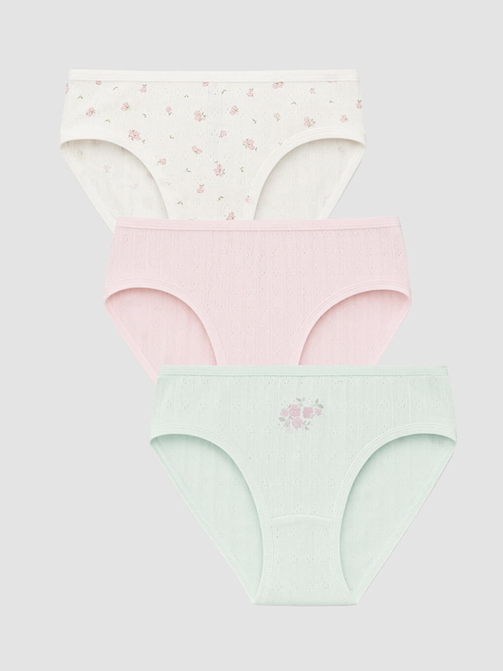 Floral Patterned Girls' Knickers 3-pack-5