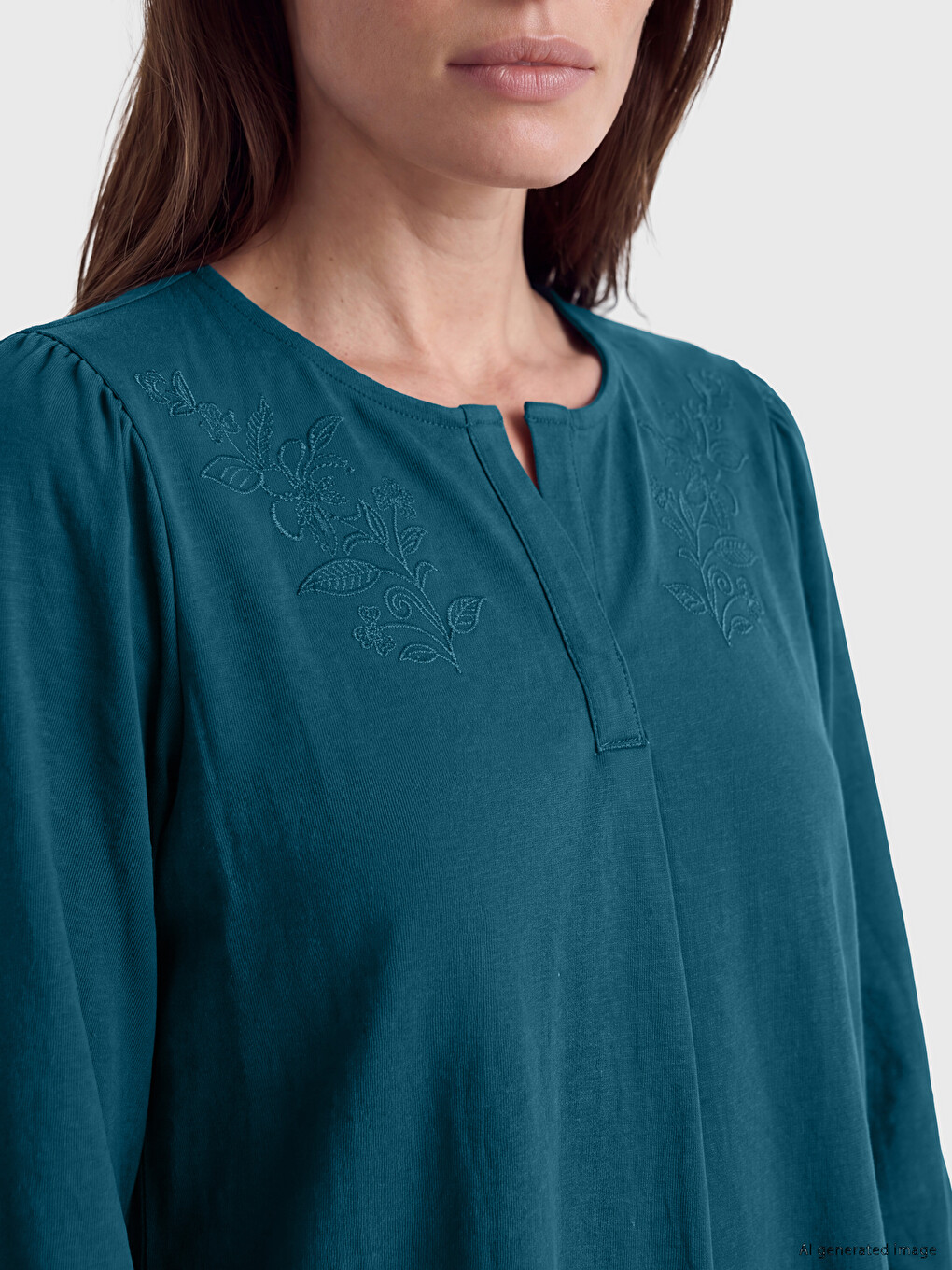 Notch Neck Embroidered Blouse-2