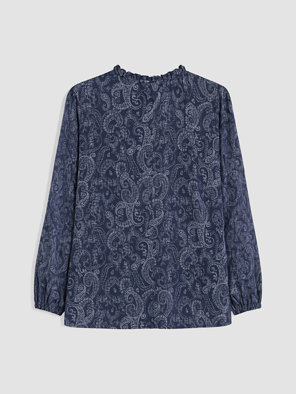 Frilled Notch Neck Patterned Women's Shirt-6