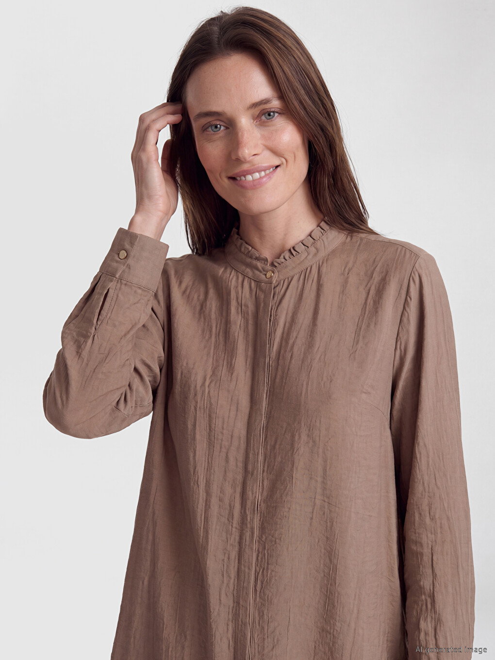 Grandad Collar Women's Shirt Tunic-1