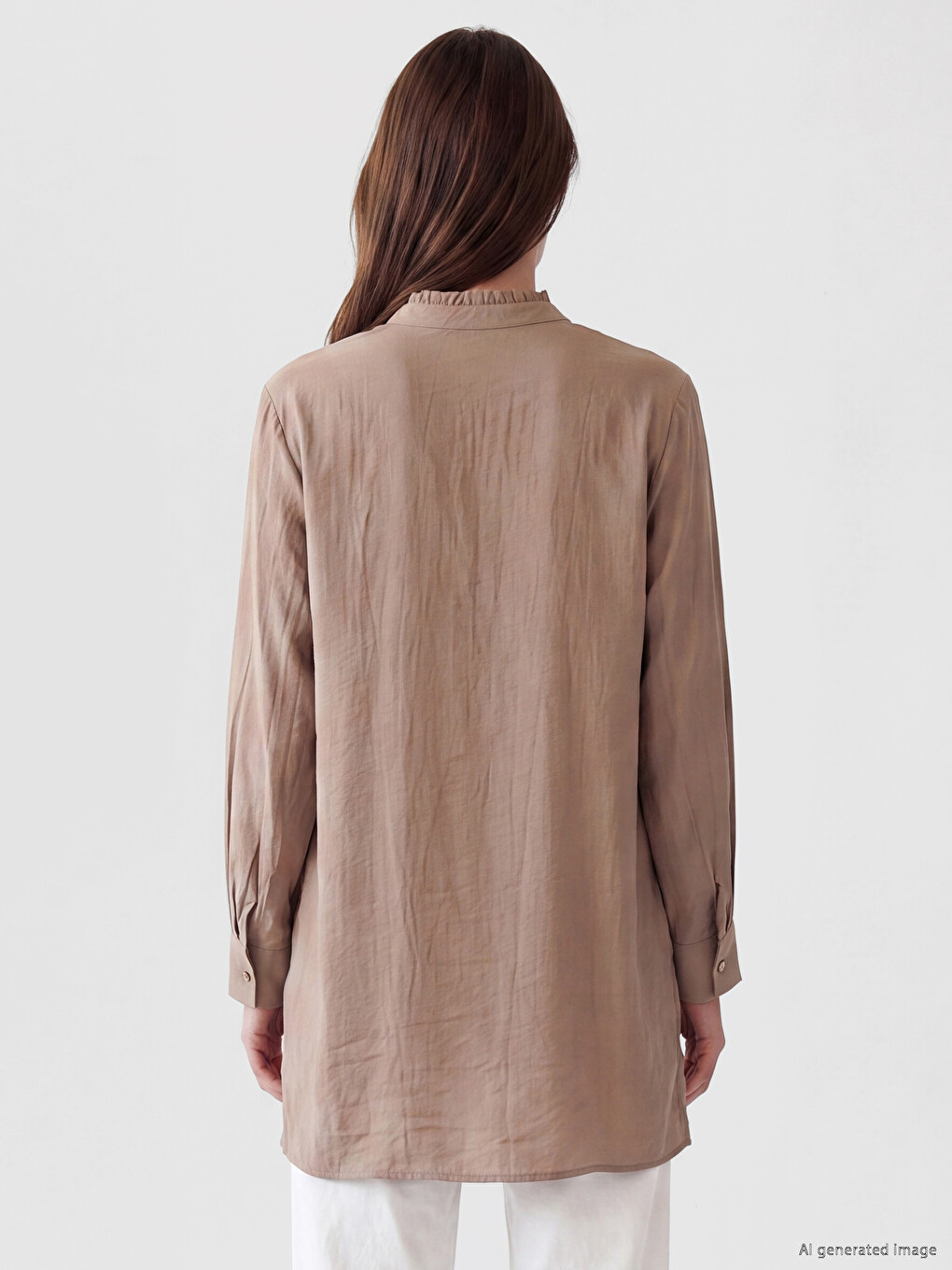 Grandad Collar Women's Shirt Tunic-2