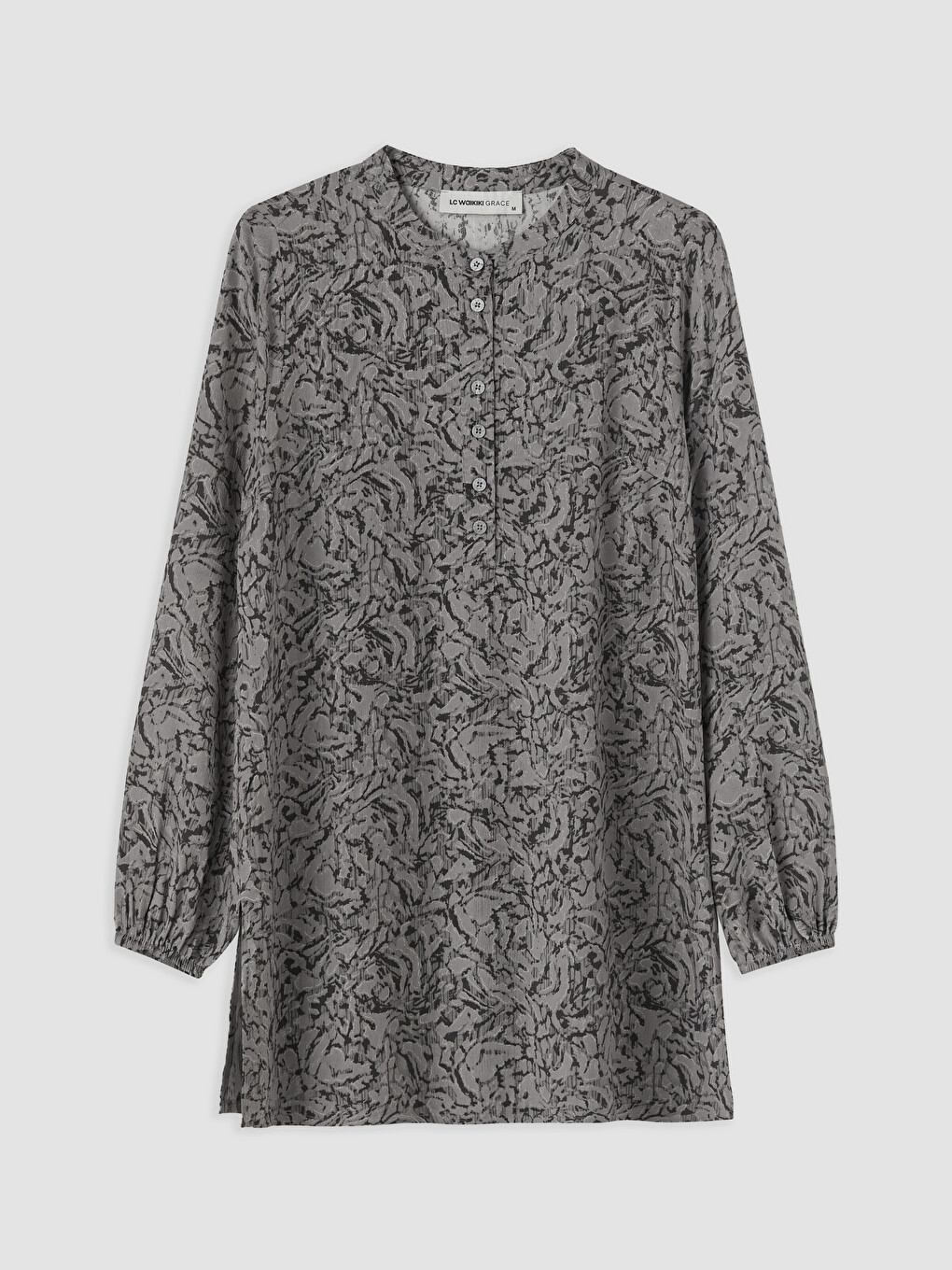 Grandad Collar Patterned Women's Shirt Tunic