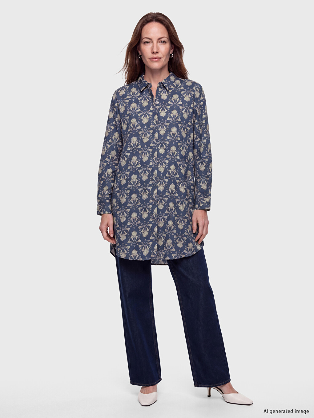 Patterned Women's Shirt Tunic-1