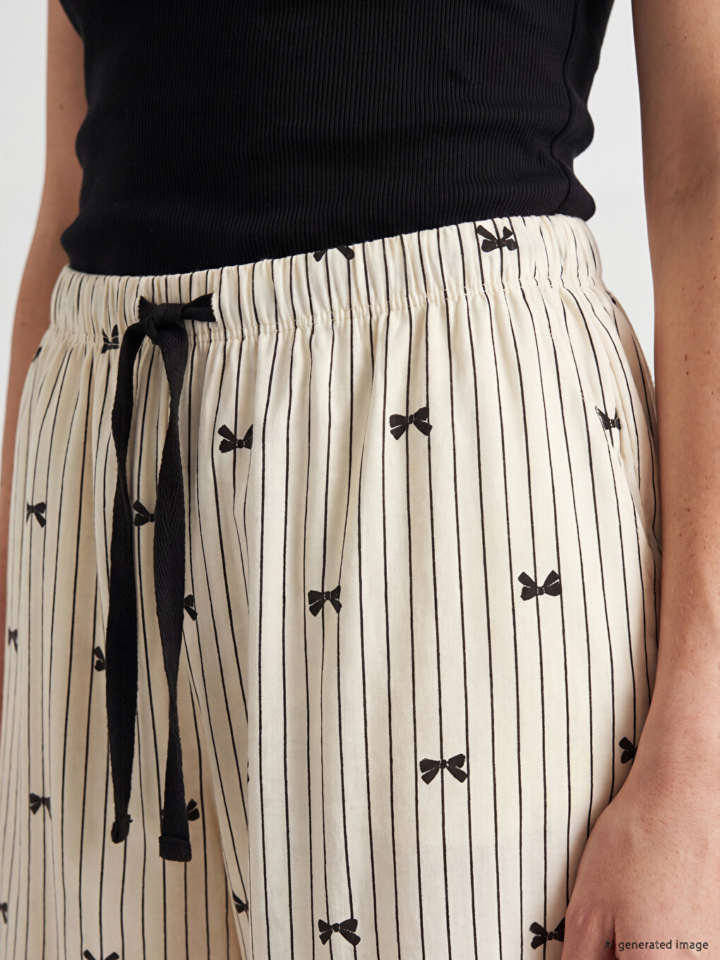 Siyah Baskılı Kadın Şort Pijama Altı 2'li-3