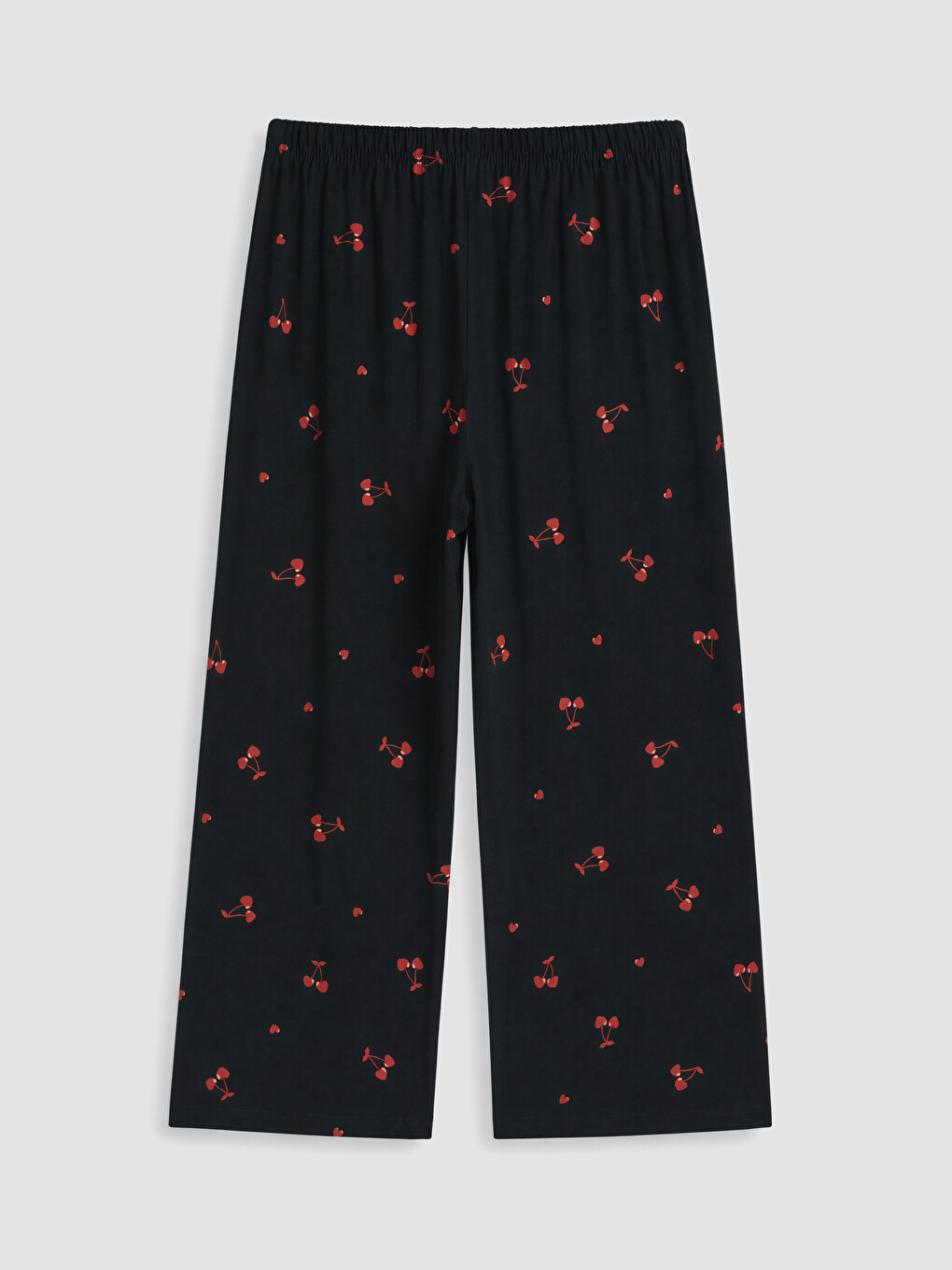 Siyah Beli Lastikli Desenli Kadın Kapri Pijama Altı-2