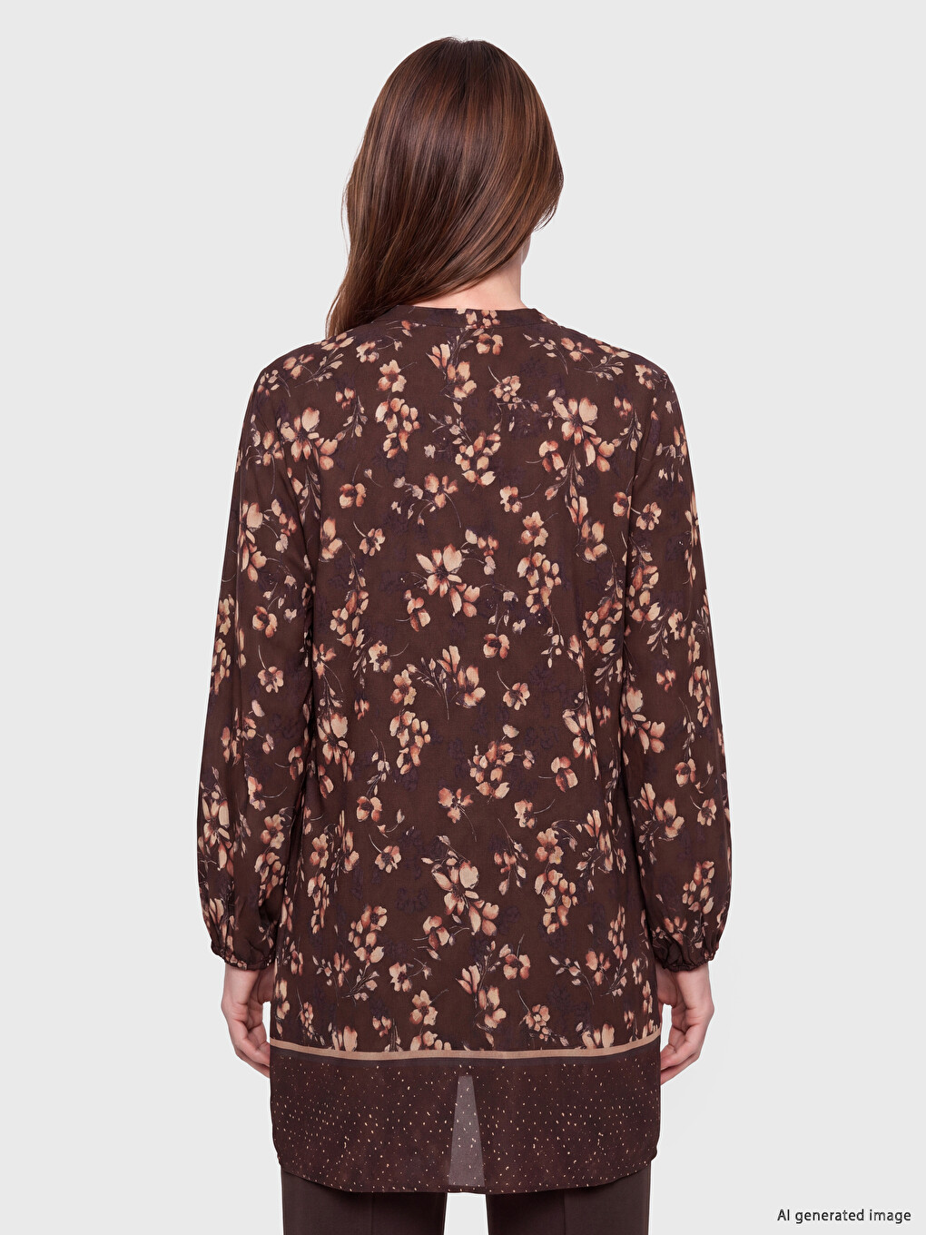 Crew Neck Floral Pleated Women's Tunic-3