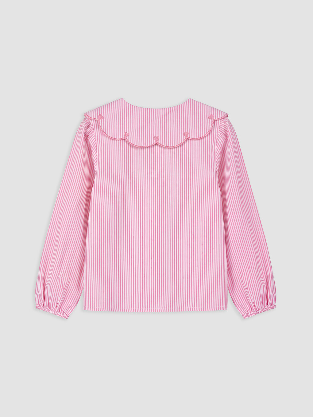 Pembe Bebe Yaka Çizgili Kız Çocuk Gömlek-1