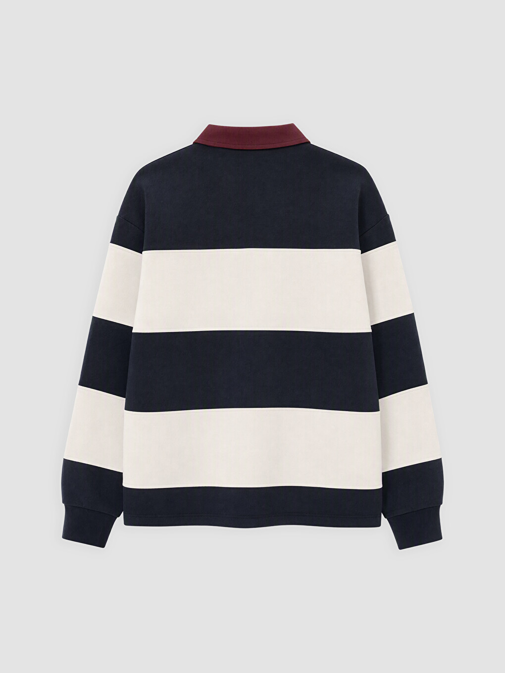Lacivert Polo Yaka Nakışlı Oversize Kadın Sweatshirt-1