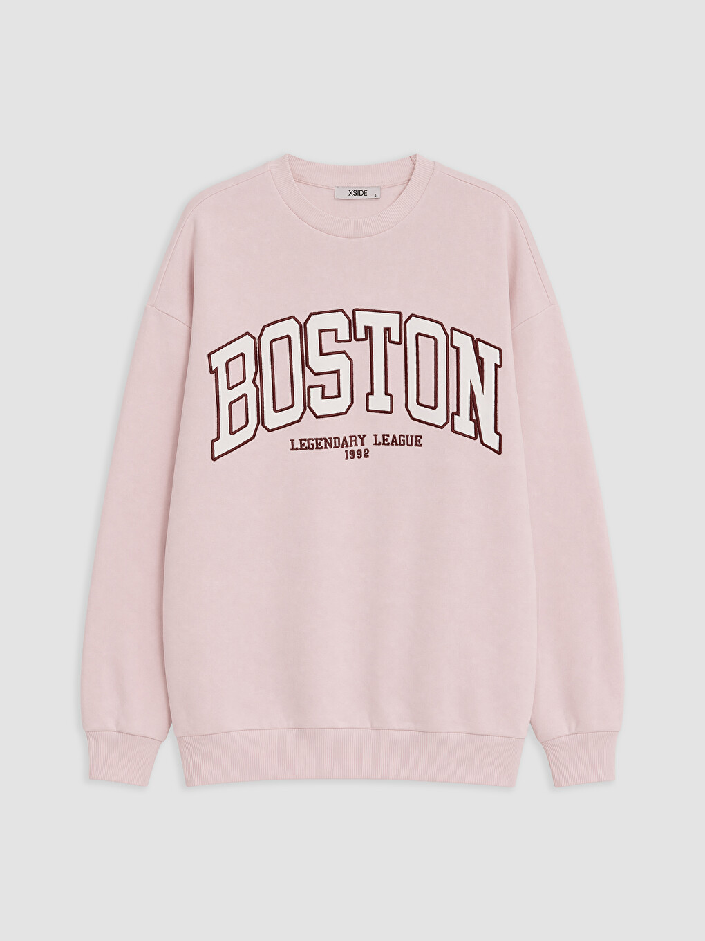 Pembe Boston Baskılı Oversize Kadın Sweatshirt