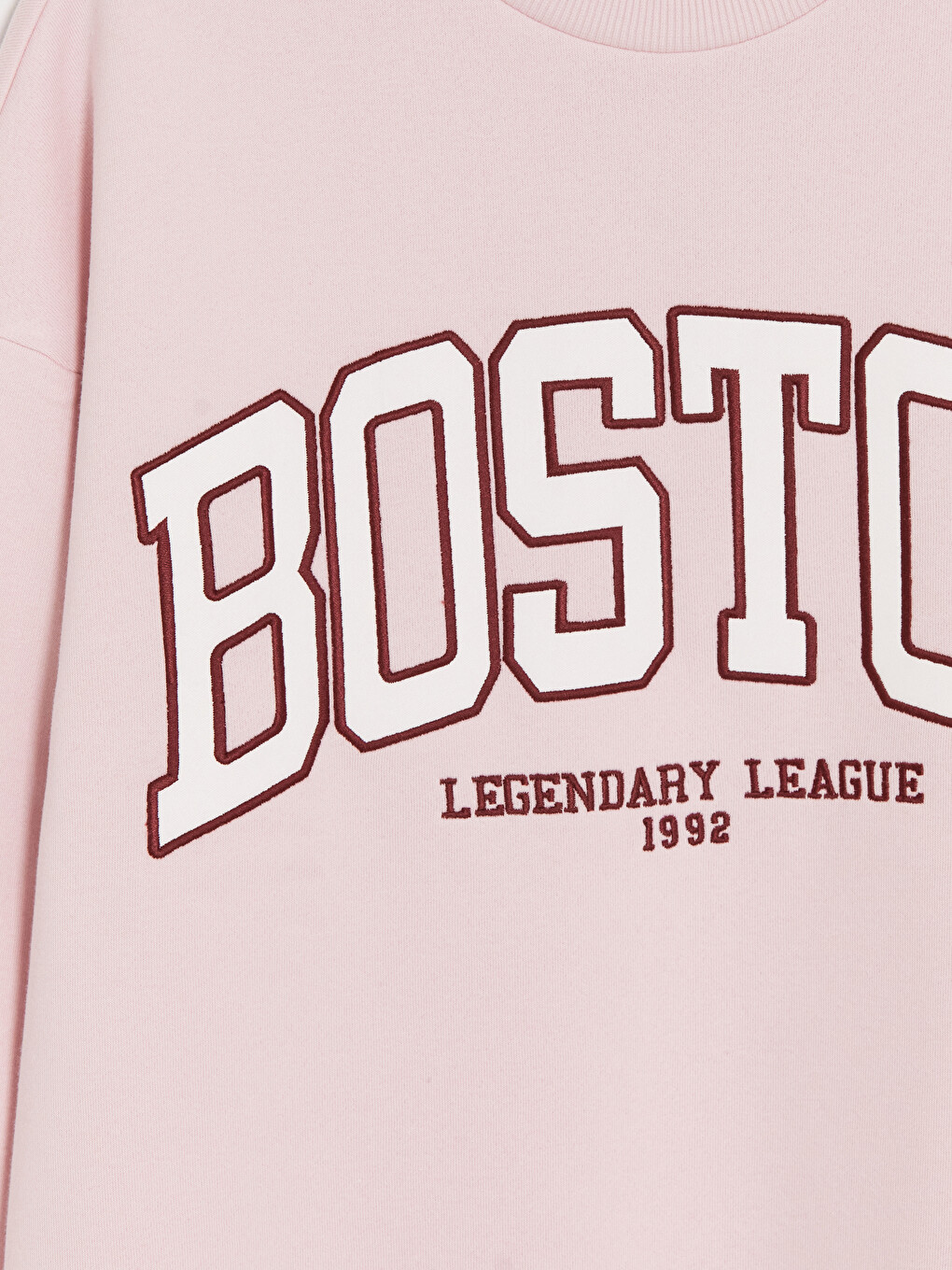 Pembe Boston Baskılı Oversize Kadın Sweatshirt-2