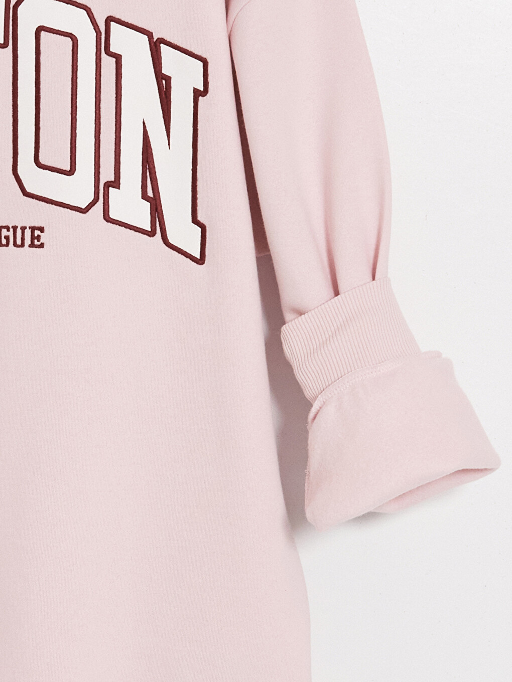 Pembe Boston Baskılı Oversize Kadın Sweatshirt-3