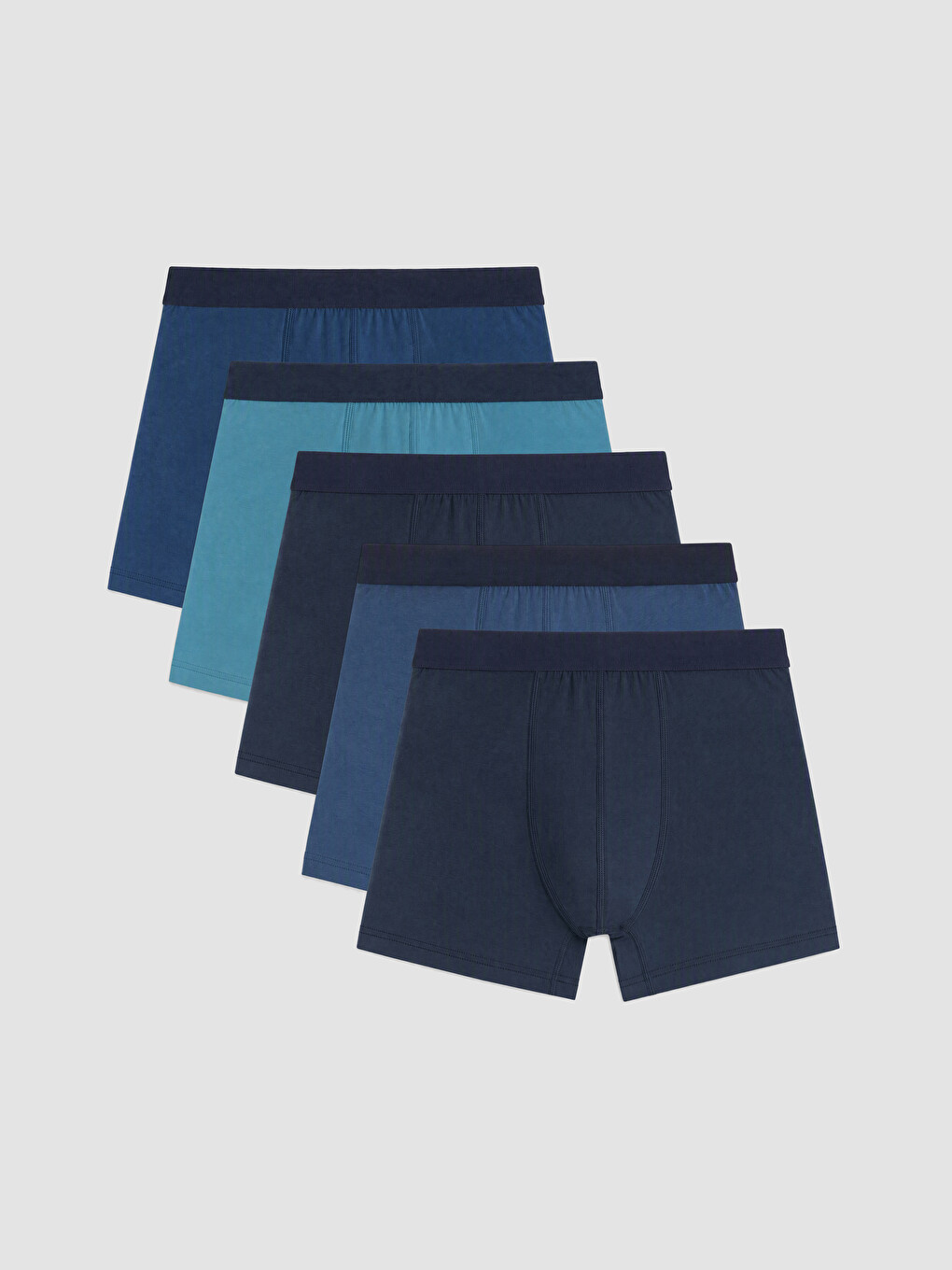 Lacivert Pamuklu Esnek Erkek Boxer 5'li Paket
