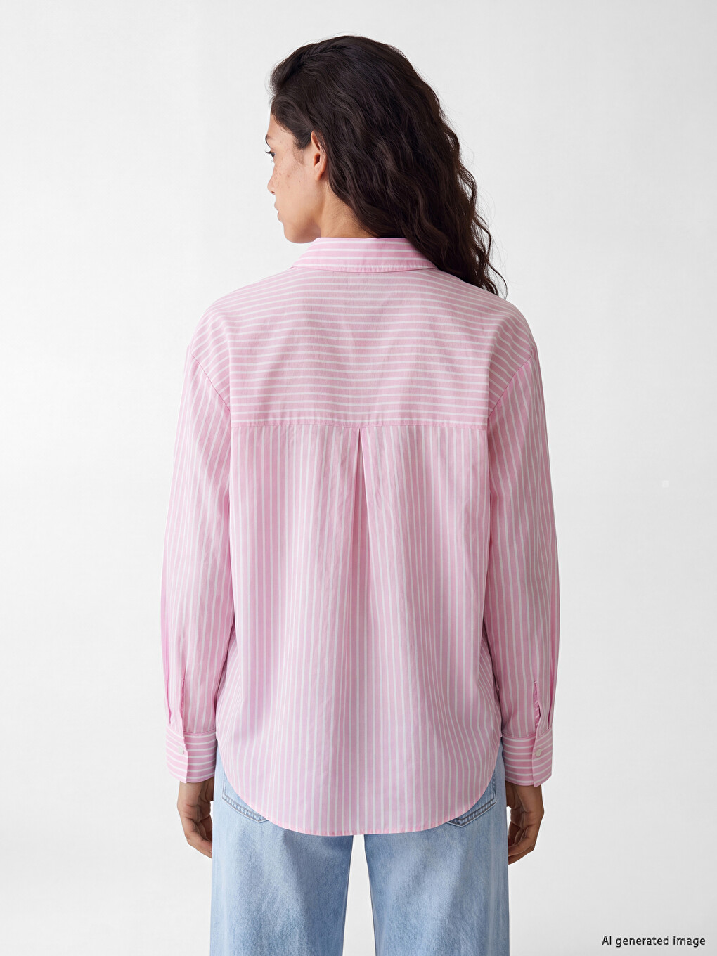 Striped Oversize Linen Blend Women's Shirt-3