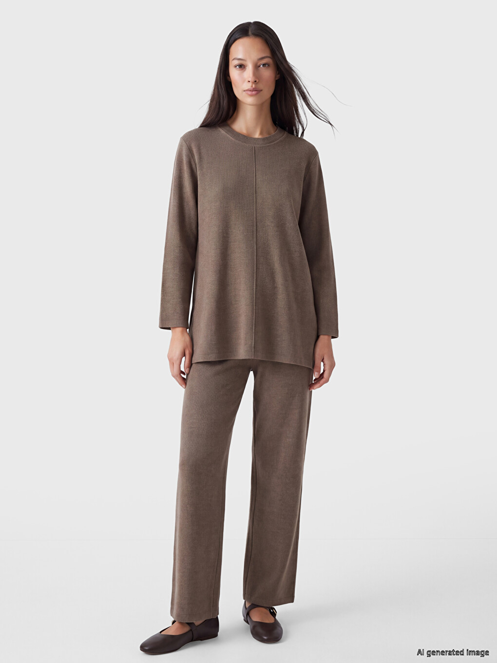 Gri Bisiklet Yaka Oversize Kadın Tunik-1