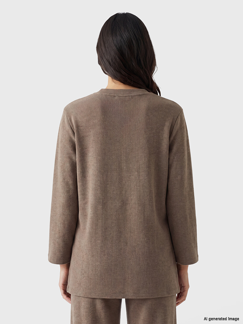 Gri Bisiklet Yaka Oversize Kadın Tunik-3