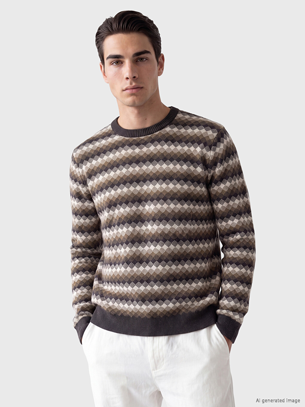 Argyle Patterned Men's Knitwear Sweater