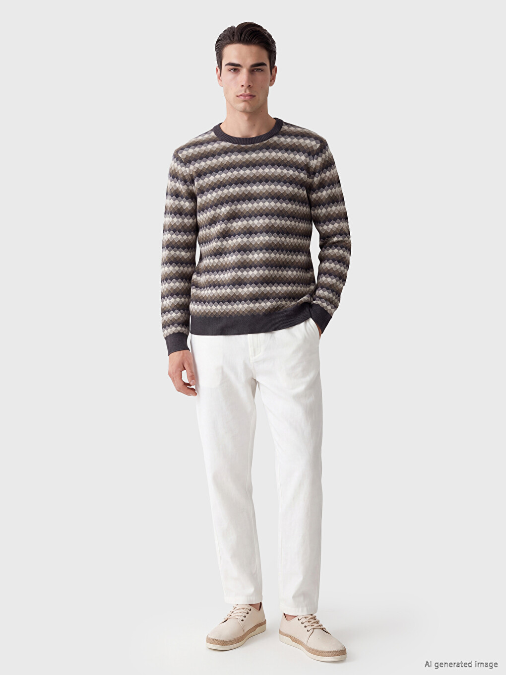 Argyle Patterned Men's Knitwear Sweater-1