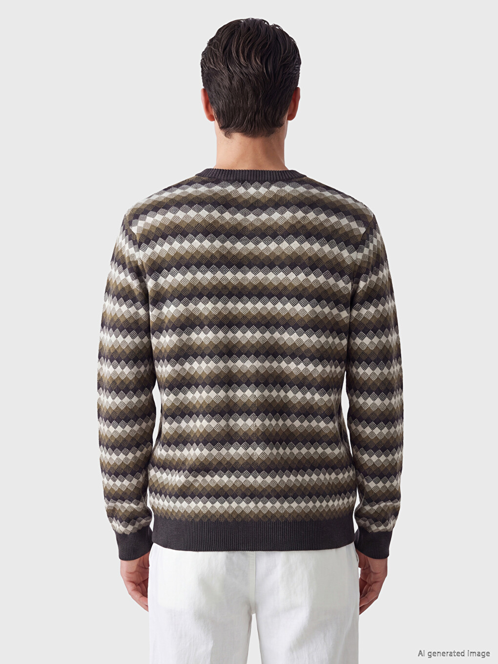 Argyle Patterned Men's Knitwear Sweater-2