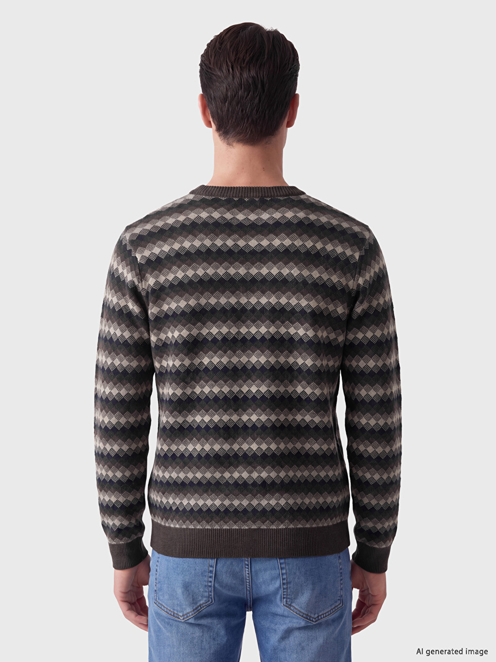 Crew Neck Patterned Men's Sweater-2
