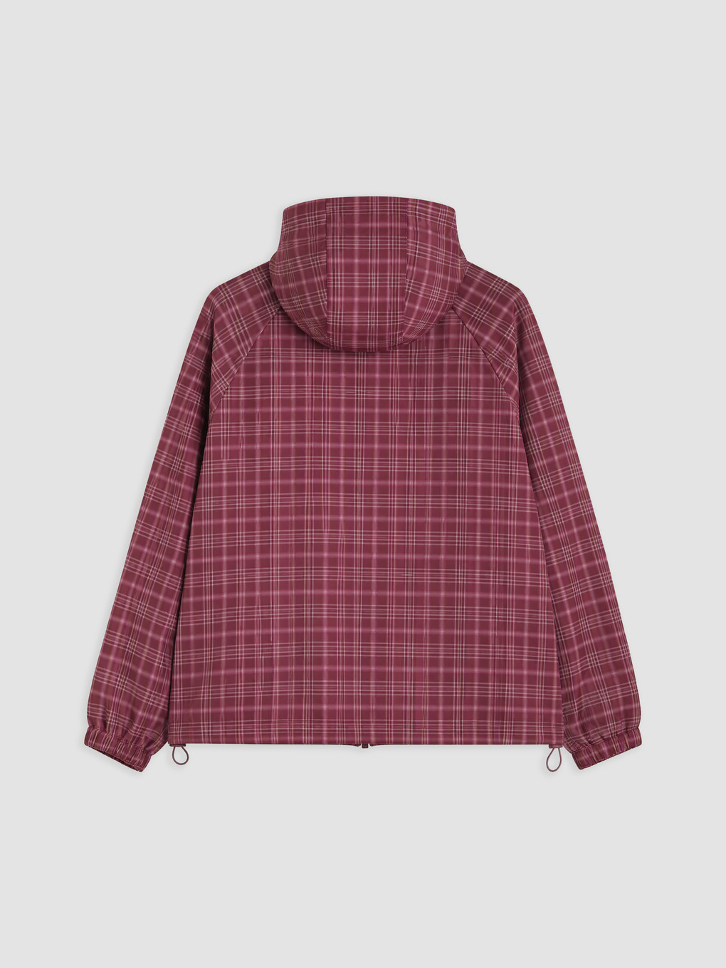 Bordo Kapüşonlu Ekose Kadın Mont-6