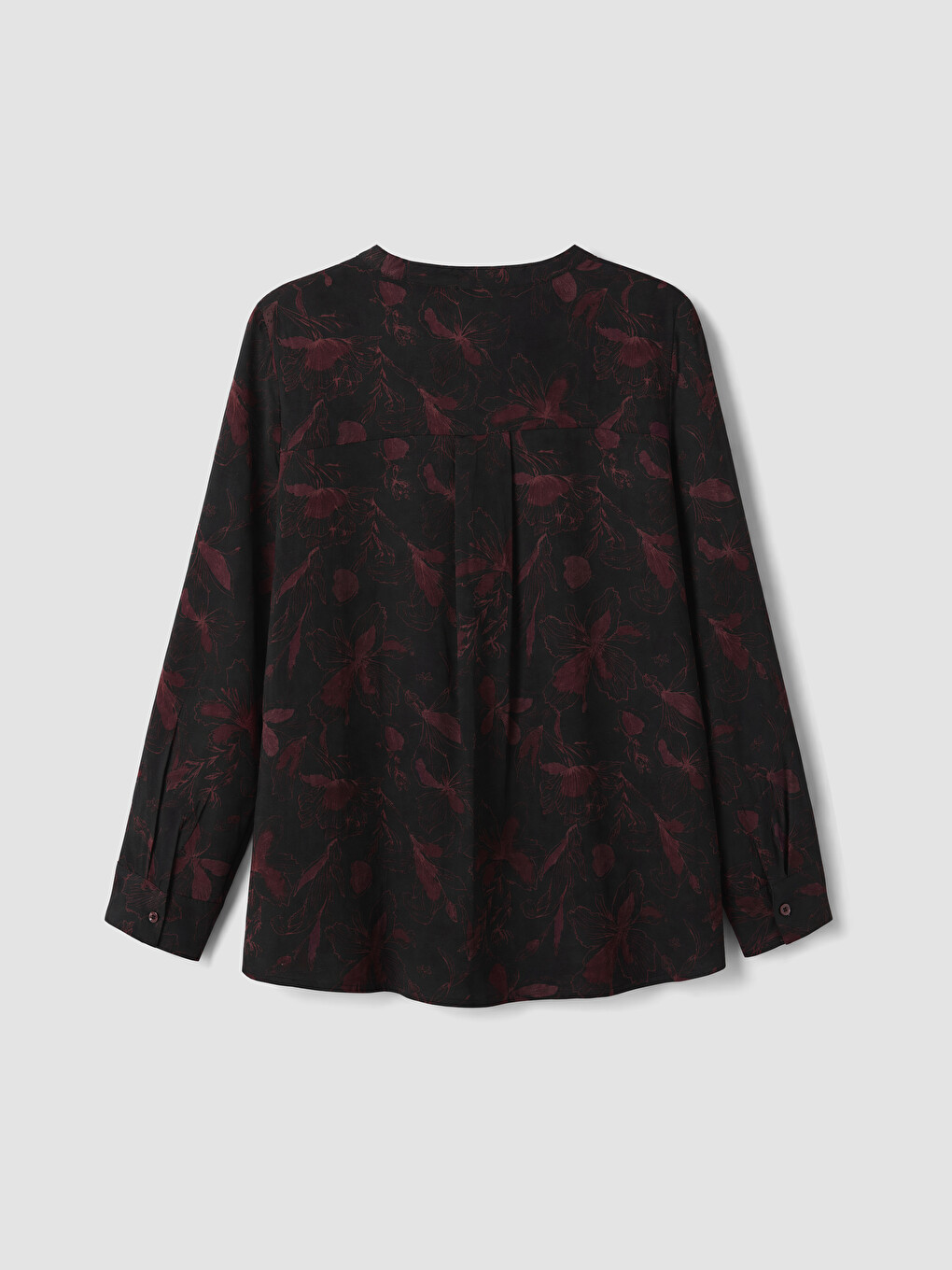 Bordo Kaçık Yaka Çiçekli %100 Pamuklu Bluz-2