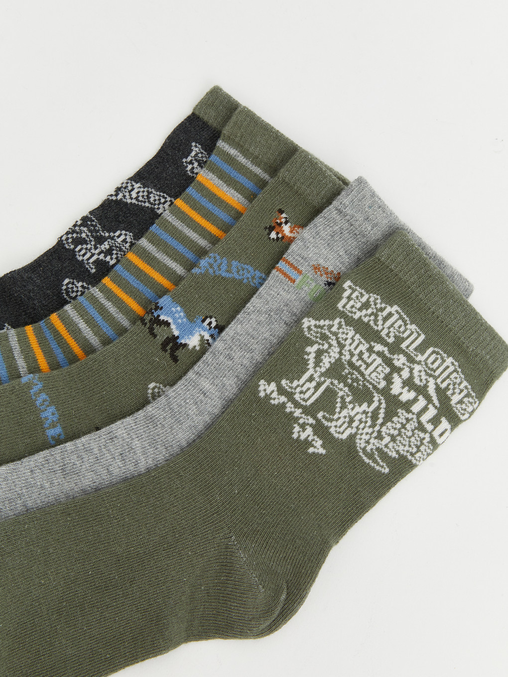 5 Pack Patterned Boys' Ankle Socks-1