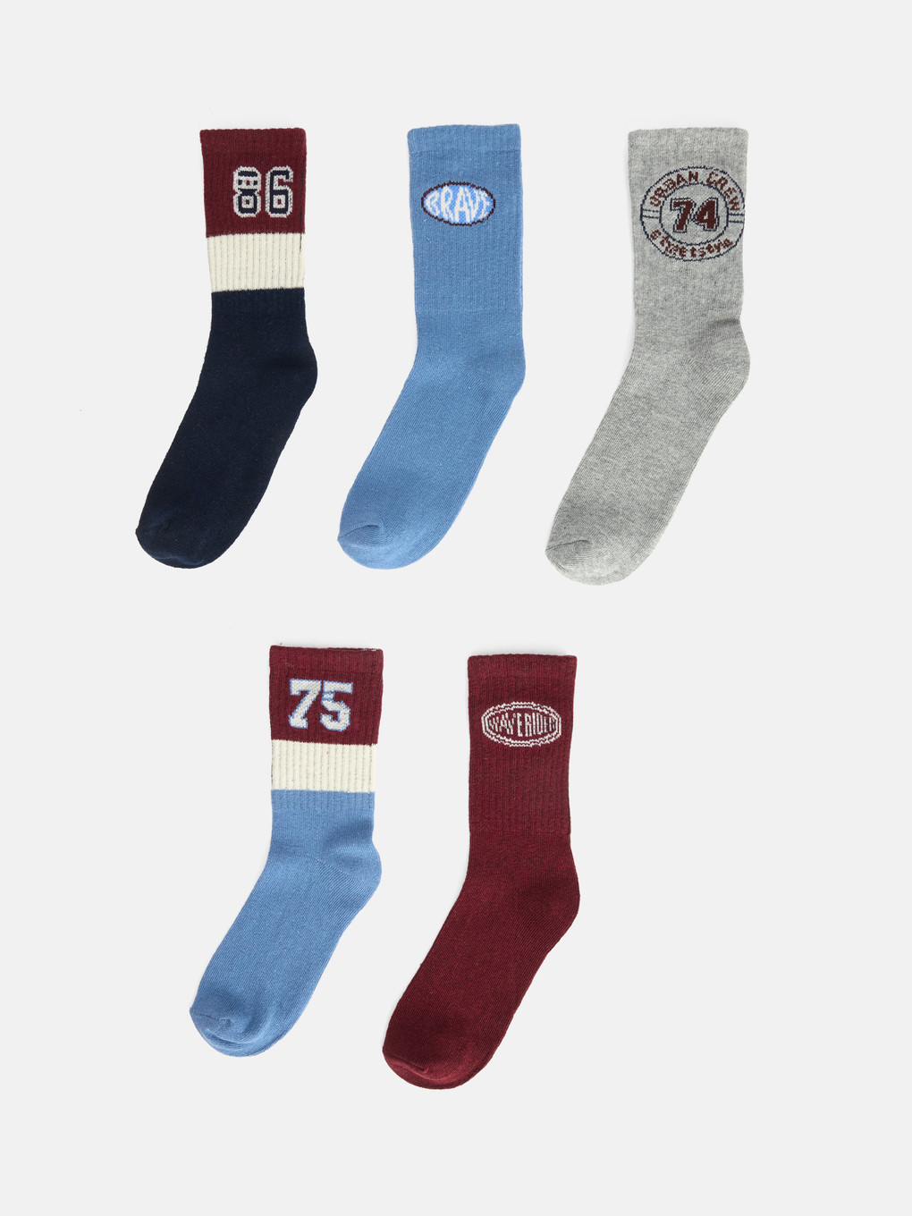 5 Pack Patterned Boys' Ankle Socks