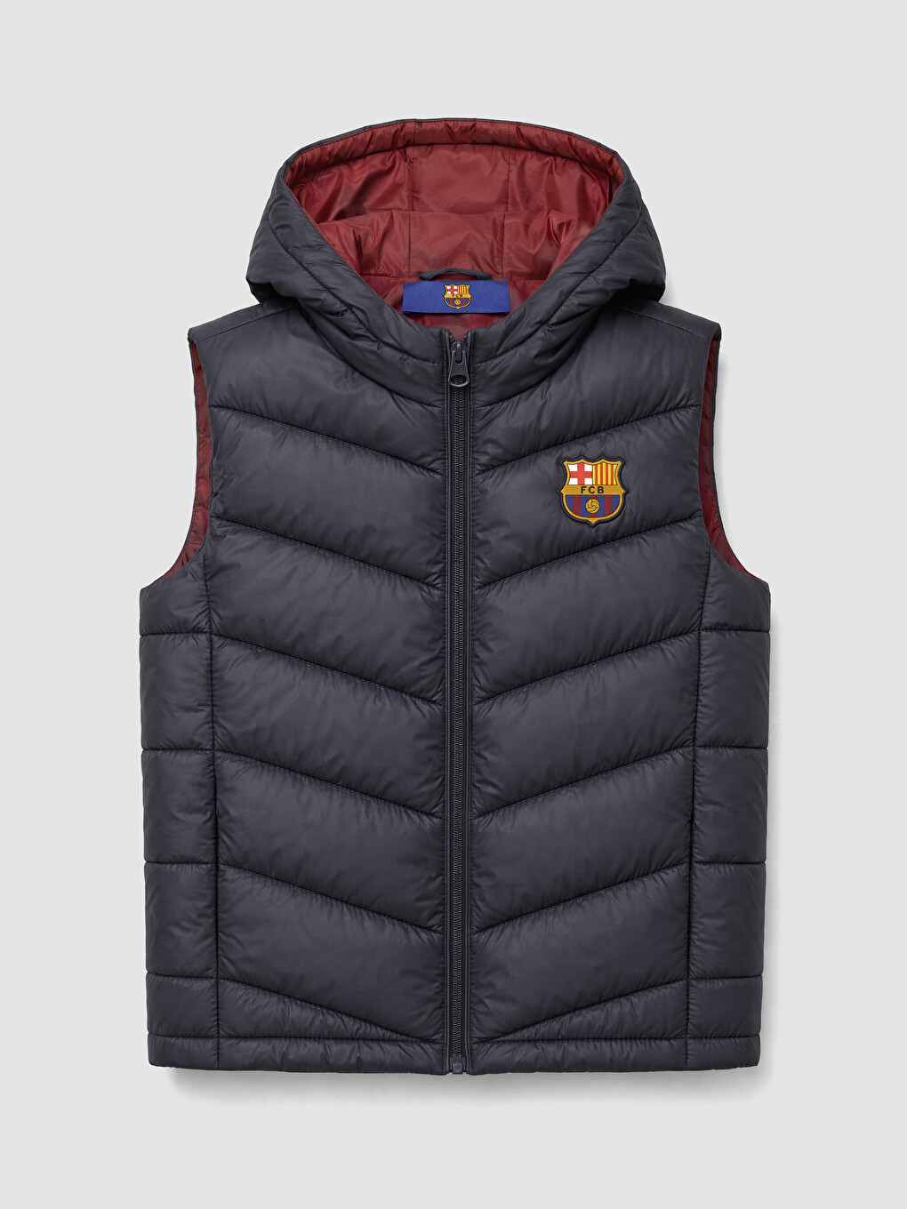 Hooded Fc Barcelona Embroidered Boys' Puffer Gilet