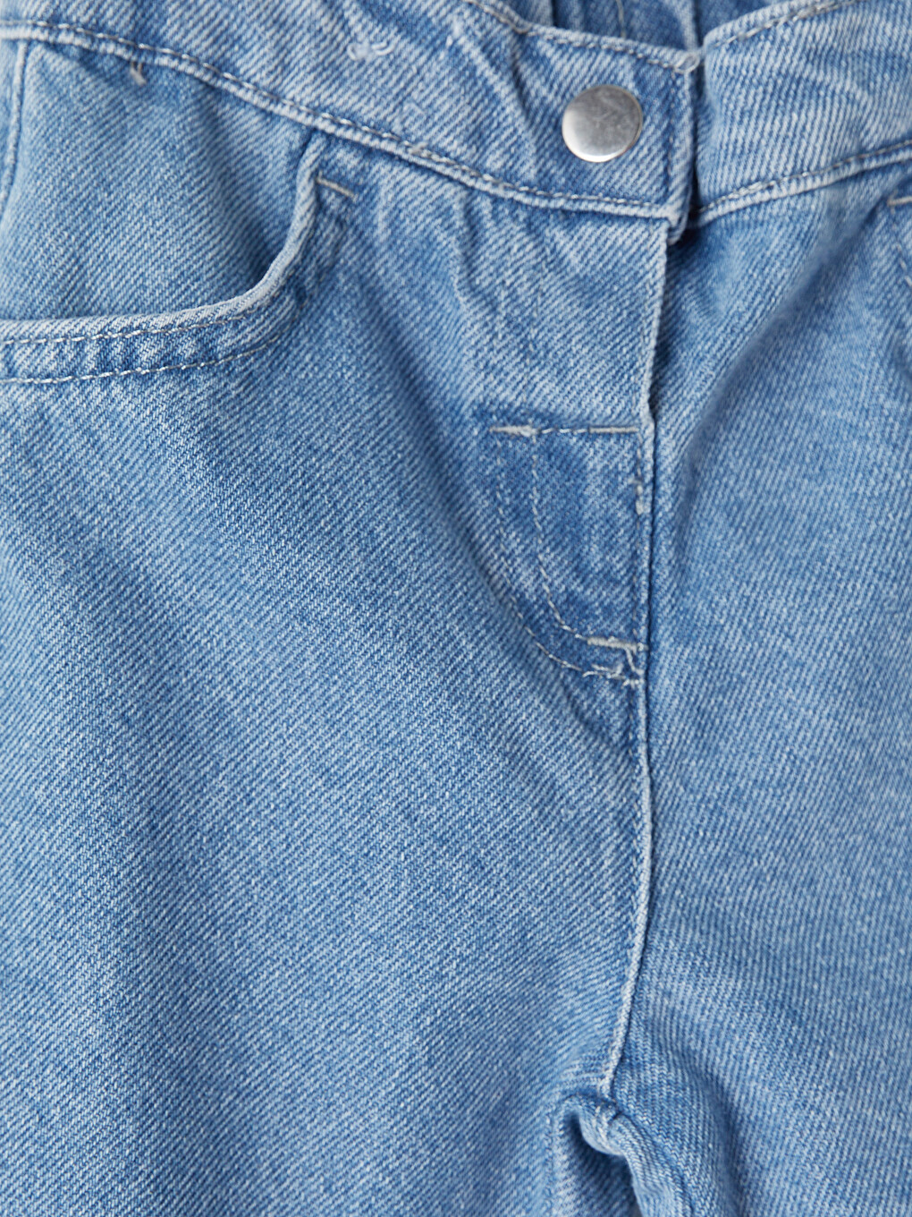 Mavi Nakışlı Kız Bebek Jean Pantolon-1