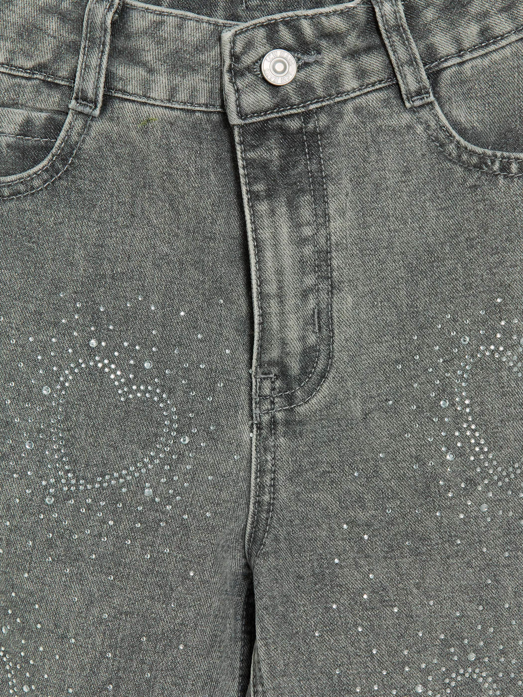 Wideleg Rhinestone Embellished Girls' Jeans-1