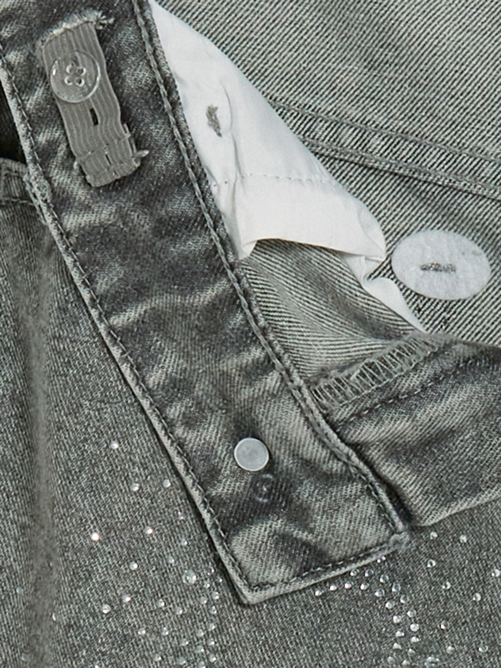 Wideleg Rhinestone Embellished Girls' Jeans-3