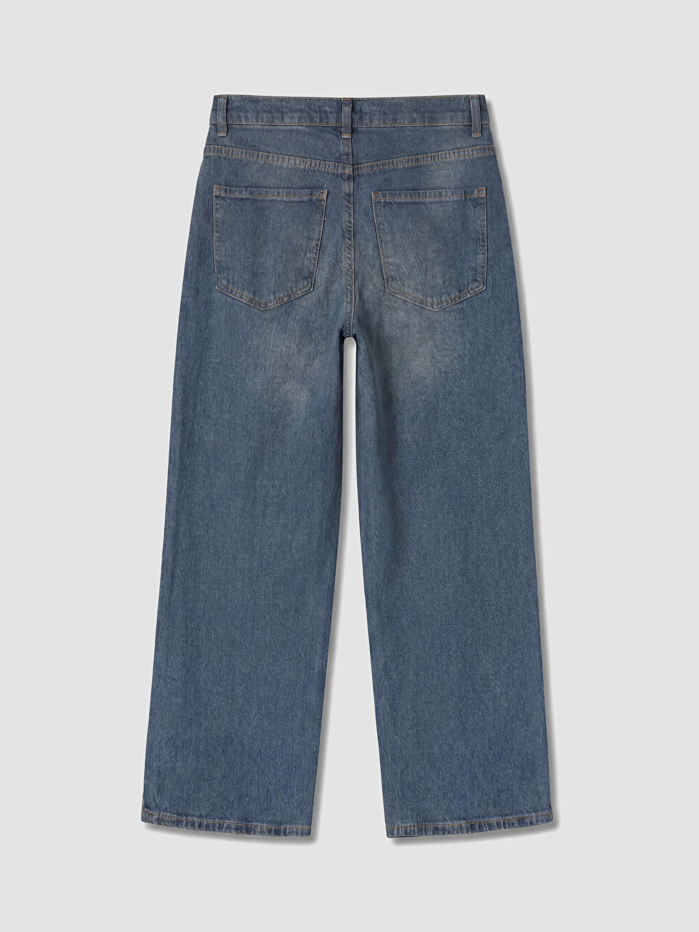 İndigo Yüksek Bel Straight Fit Kadın Jean Pantolon-6