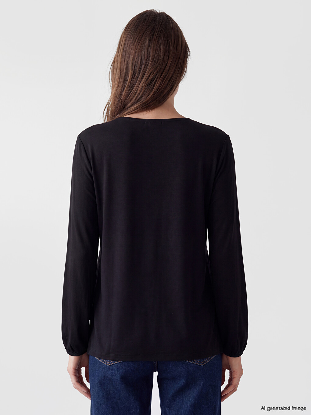 Crew Neck Gathered Blouse-3
