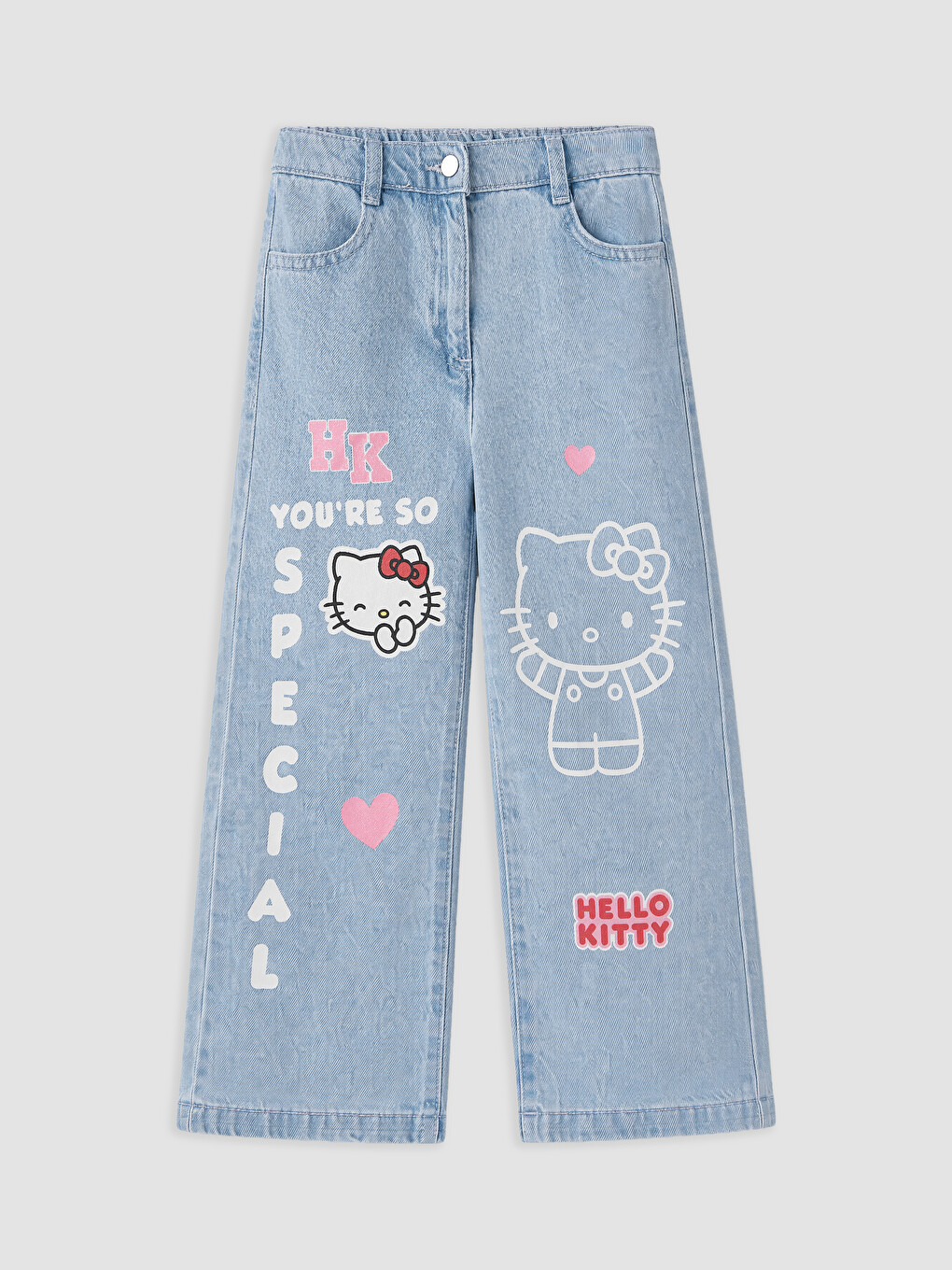 Mavi Regular Fit Hello Kitty Baskılı Kız Çocuk Jean Pantolon-1
