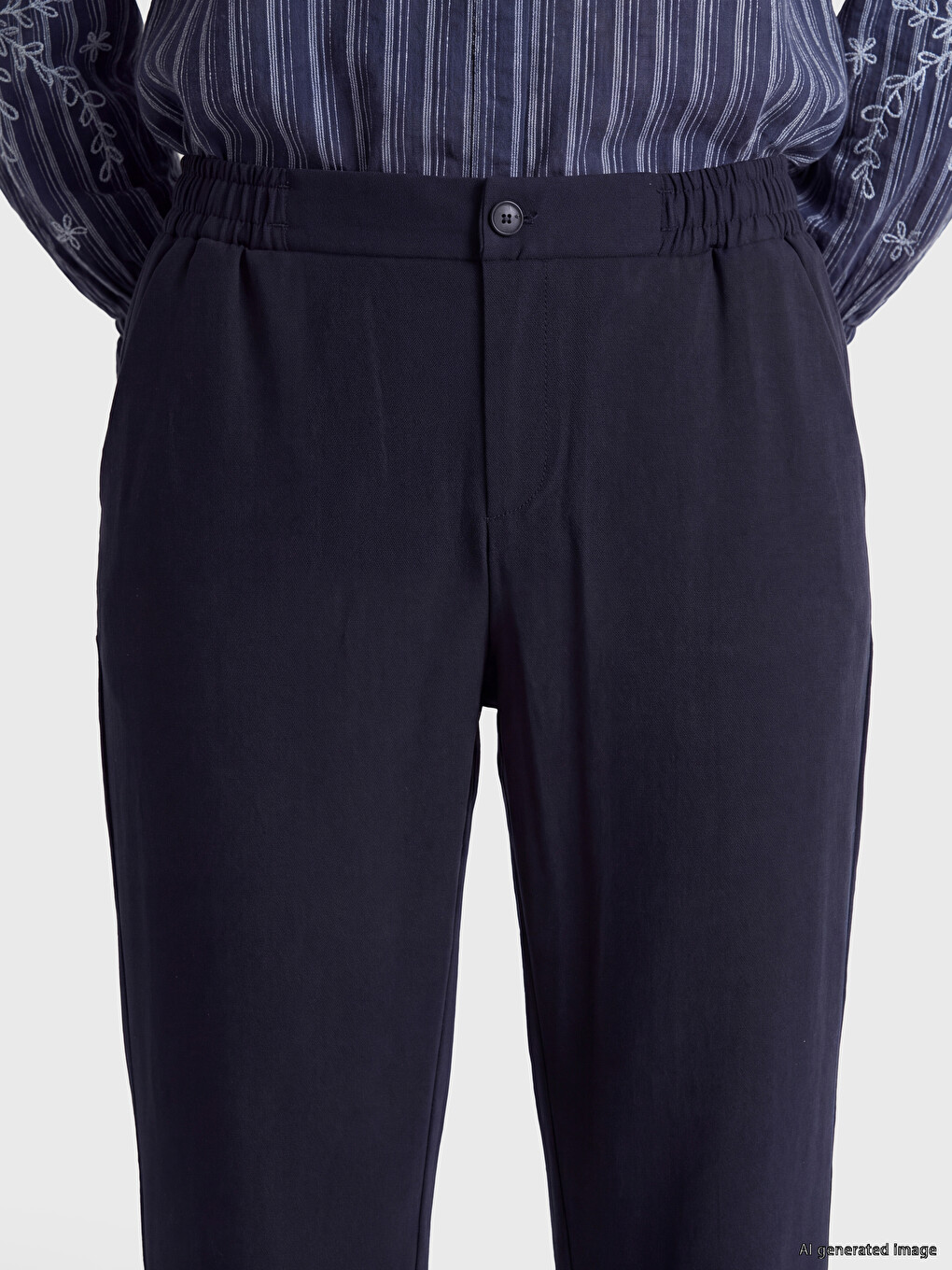Woman Navy Tailored Trousers-2