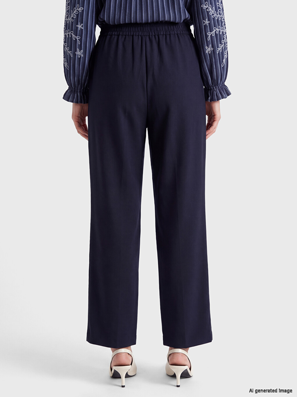 Woman Navy Tailored Trousers-3