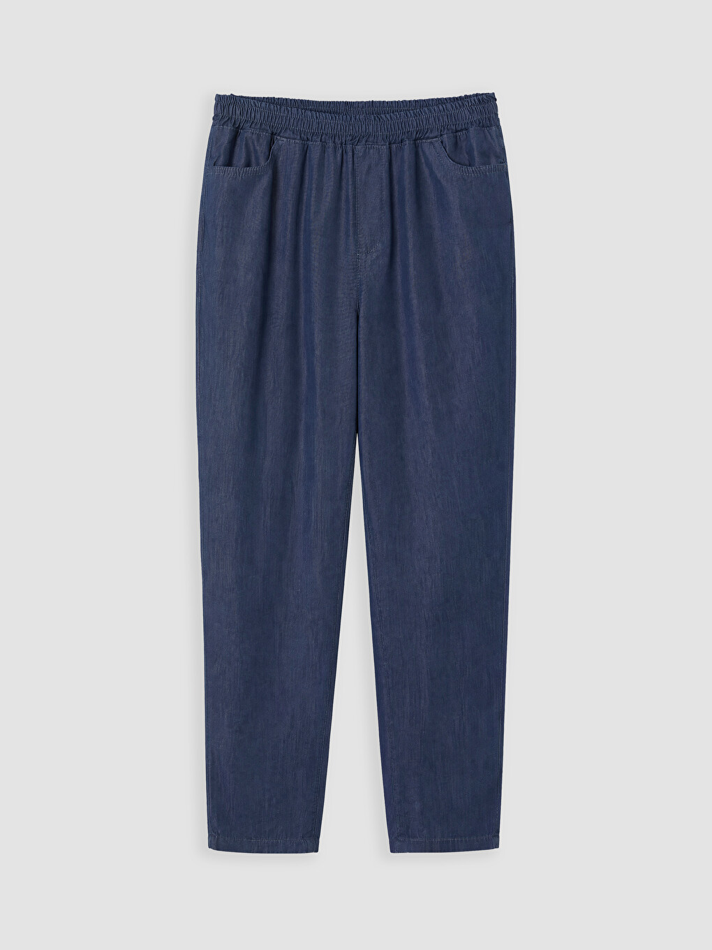 Mavi Beli Lastikli Straight Fit Kadın Jean Pantolon-4