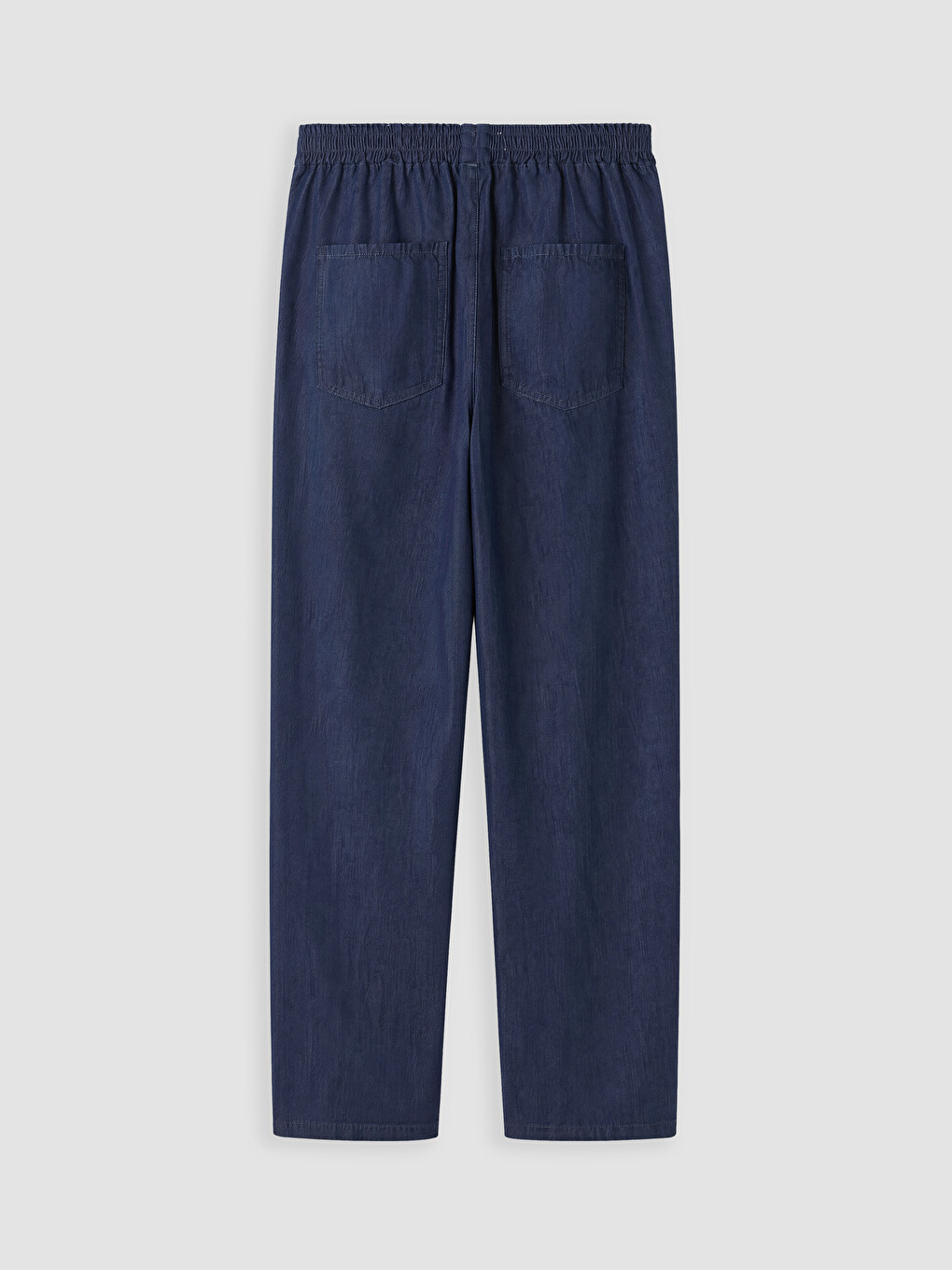 Mavi Beli Lastikli Straight Fit Kadın Jean Pantolon-6