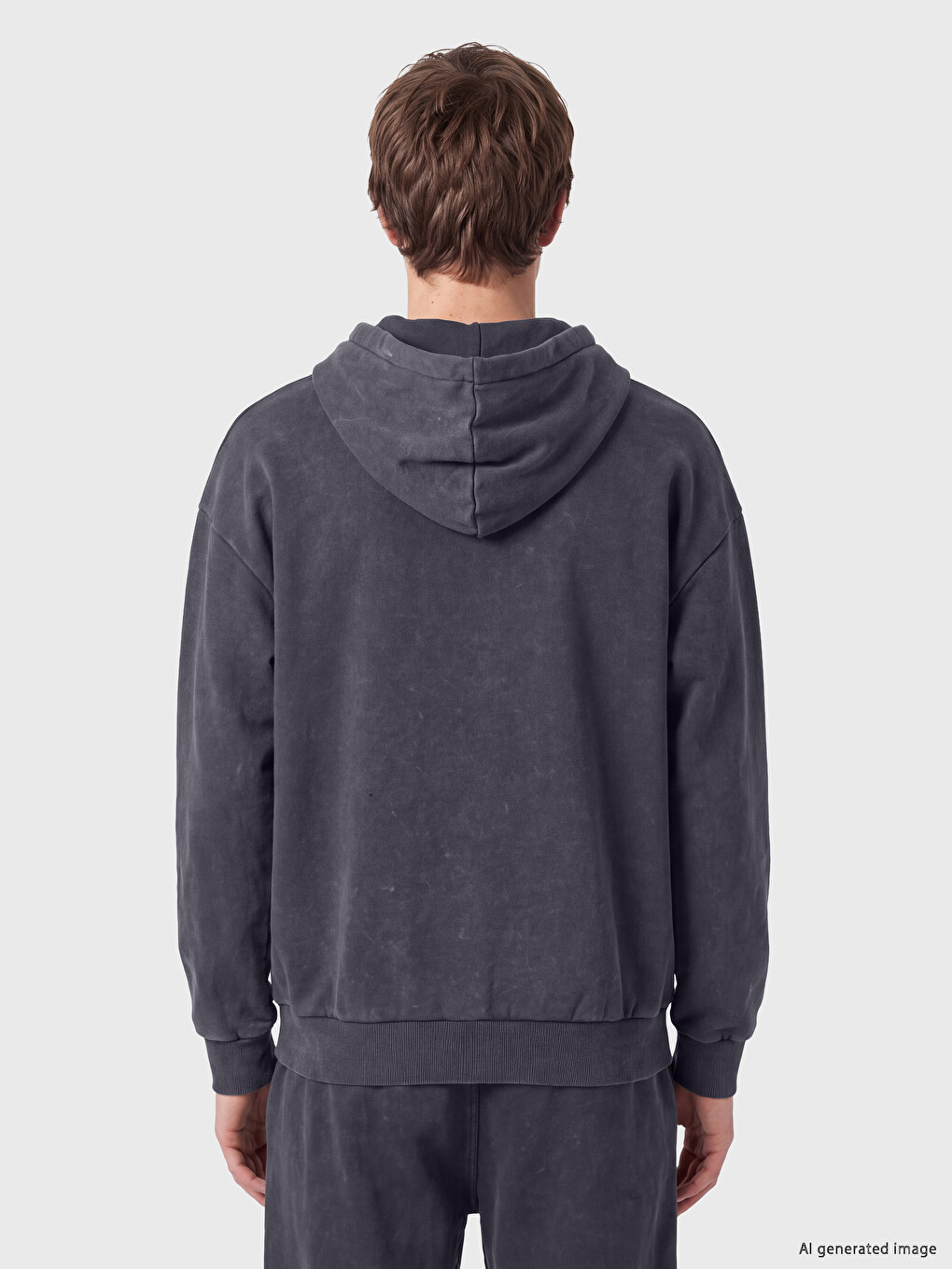 Antrasit Kapüşonlu Erkek Fermuarlı Sweatshirt-3