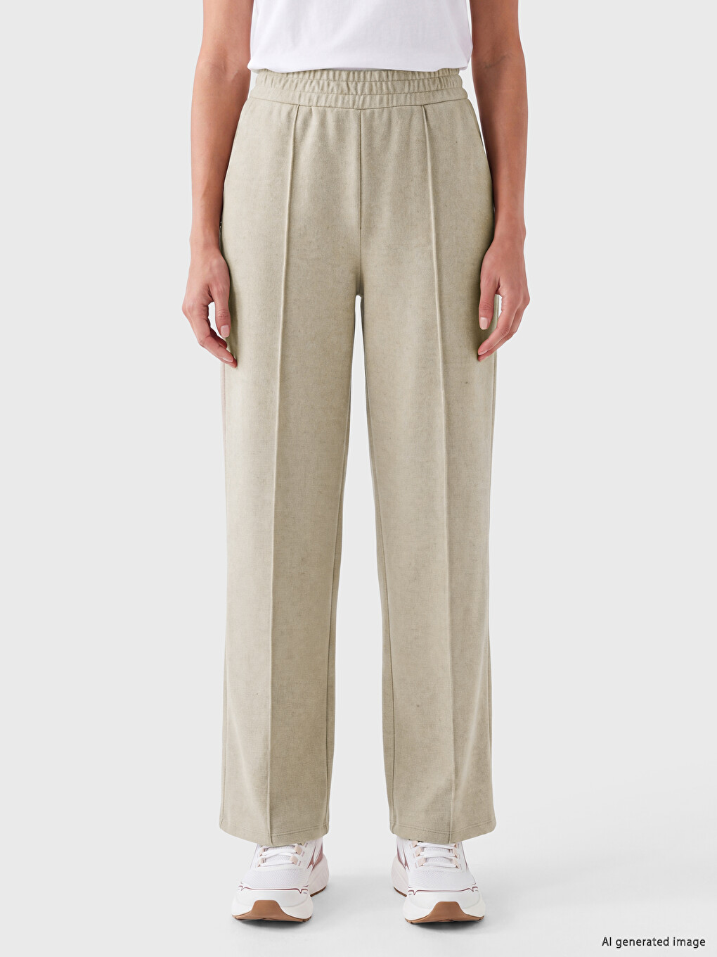 Woman Beige Sweatpants-1