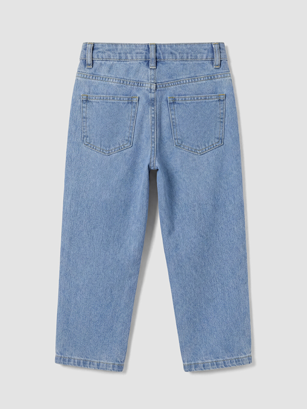 Mavi Çiçek Nakışlı Kız Bebek Jean Pantolon-2