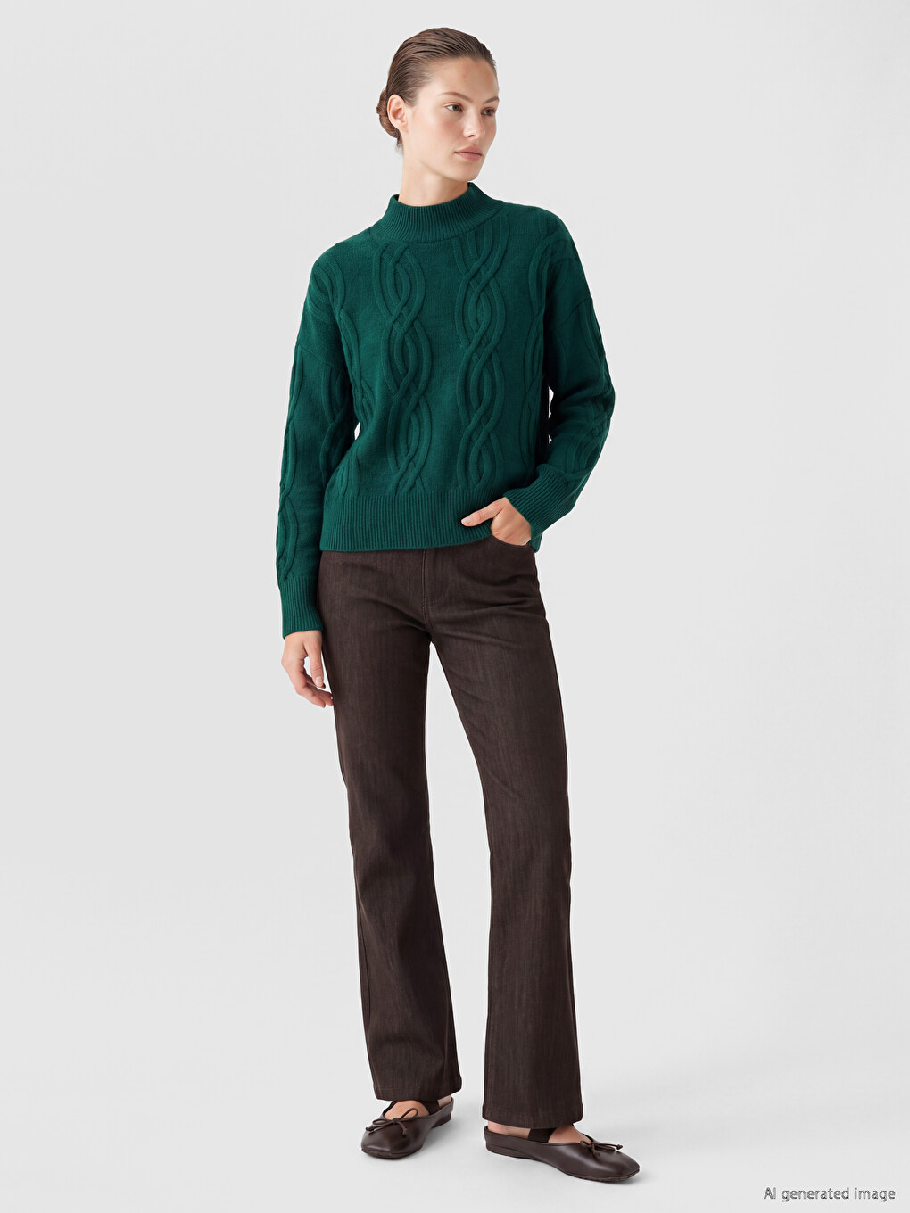 Cable Knit Patterned Women's Knitwear Sweater-1
