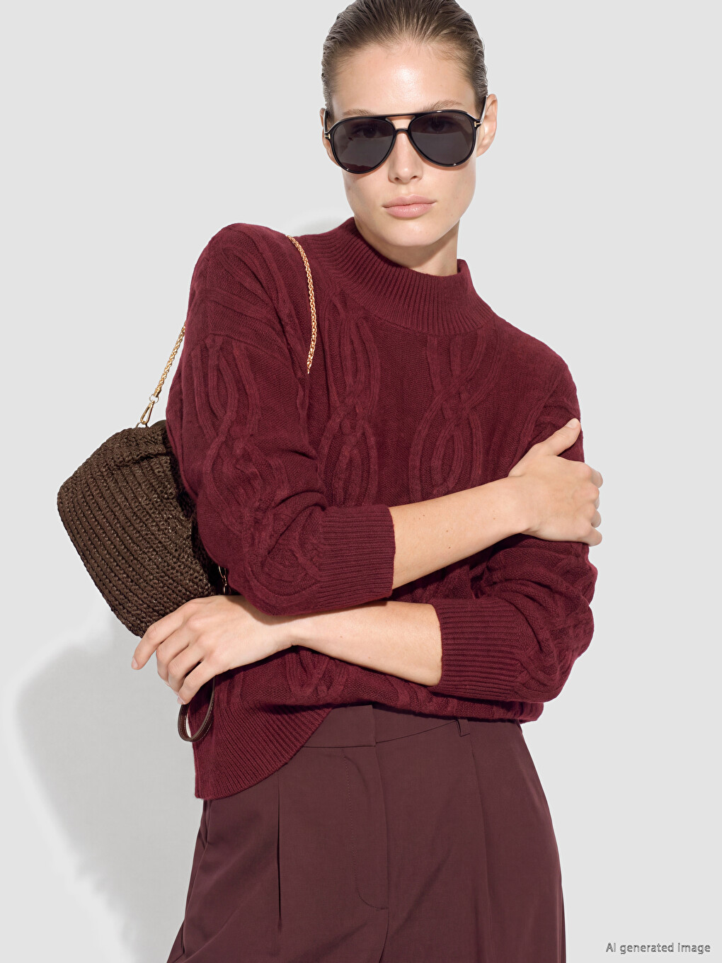 Cable Knit Patterned Women's Knitwear Sweater