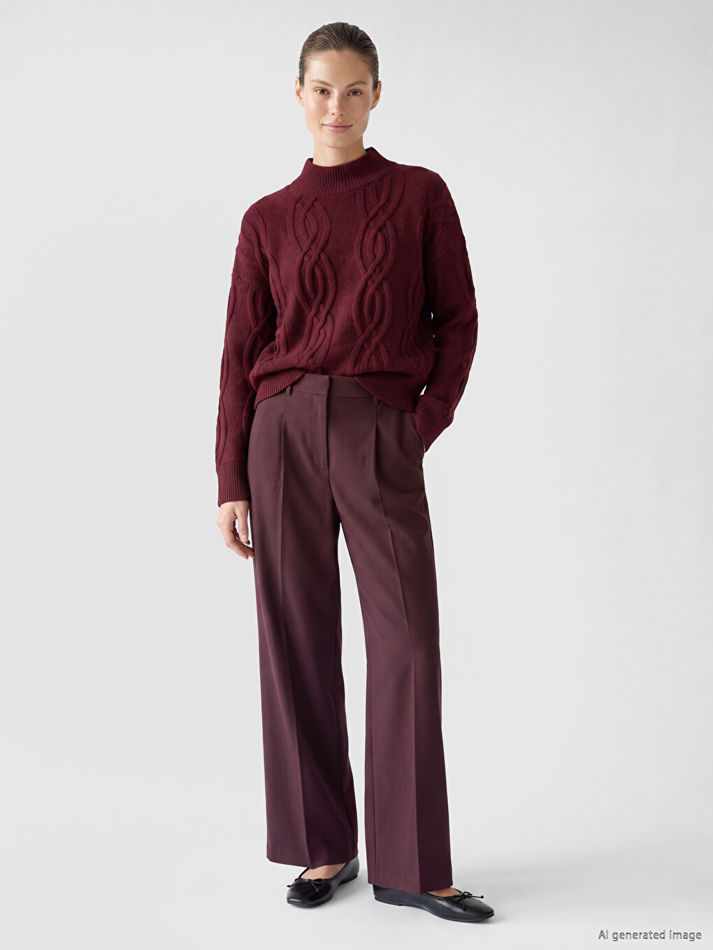 Cable Knit Patterned Women's Knitwear Sweater-1