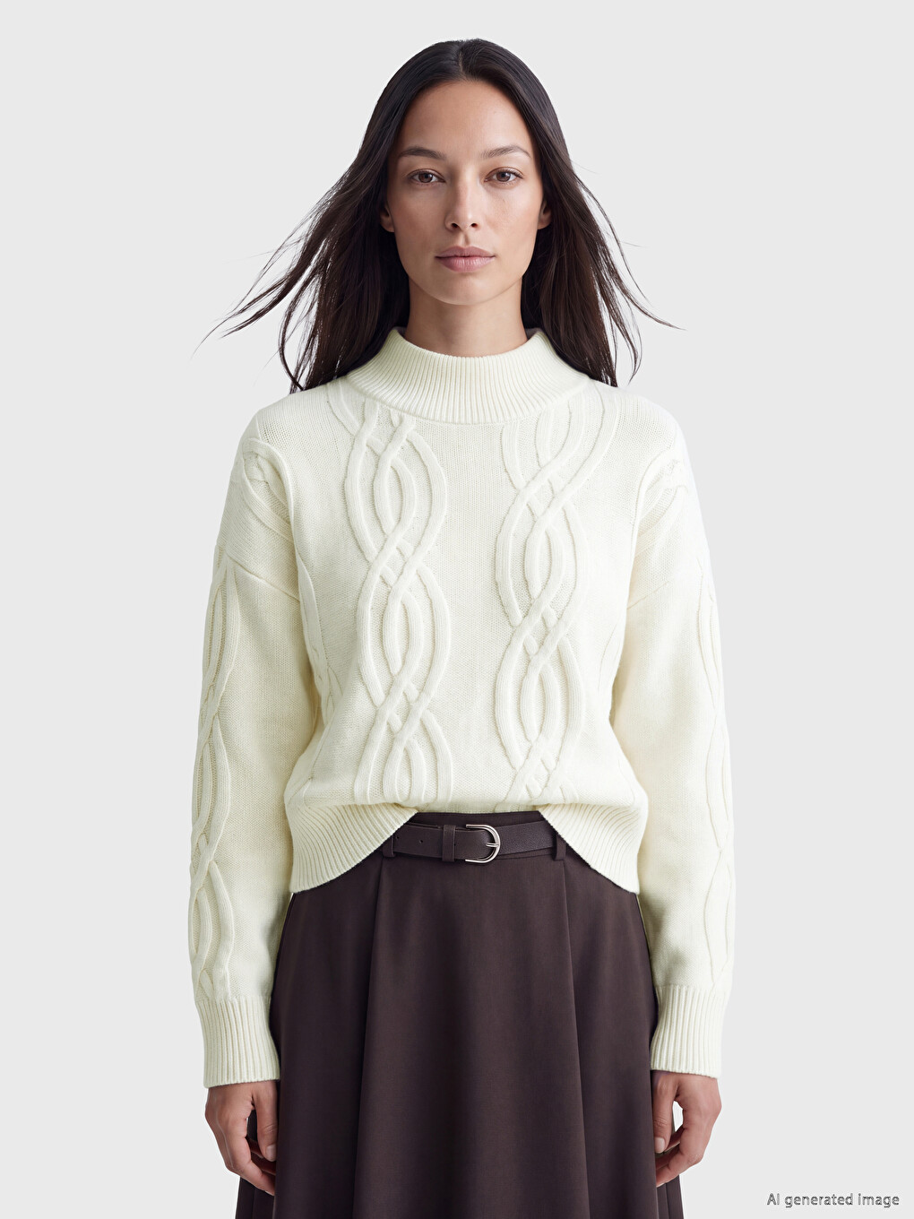 Cable Knit Patterned Women's Knitwear Sweater