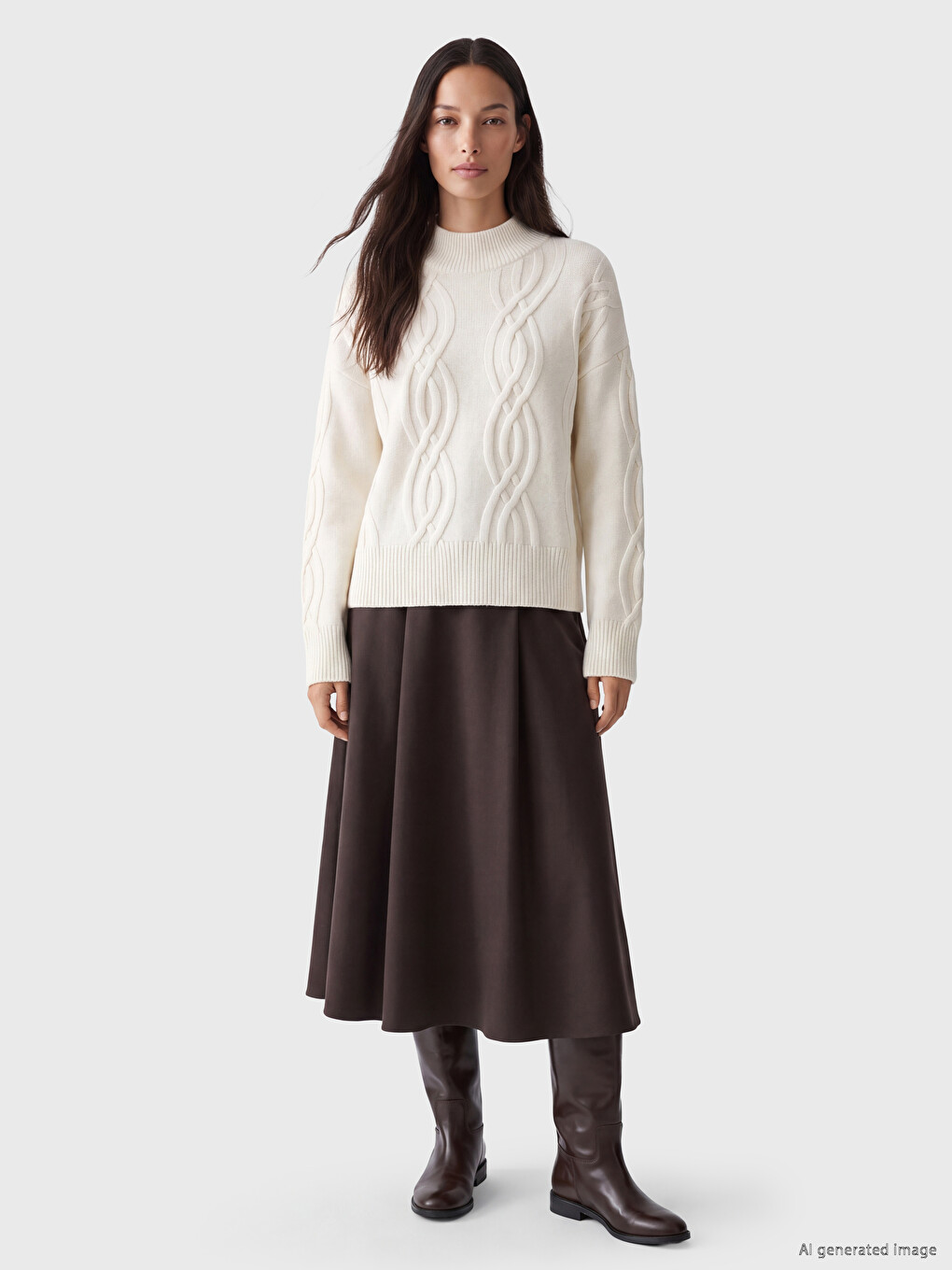 Cable Knit Patterned Women's Knitwear Sweater-1