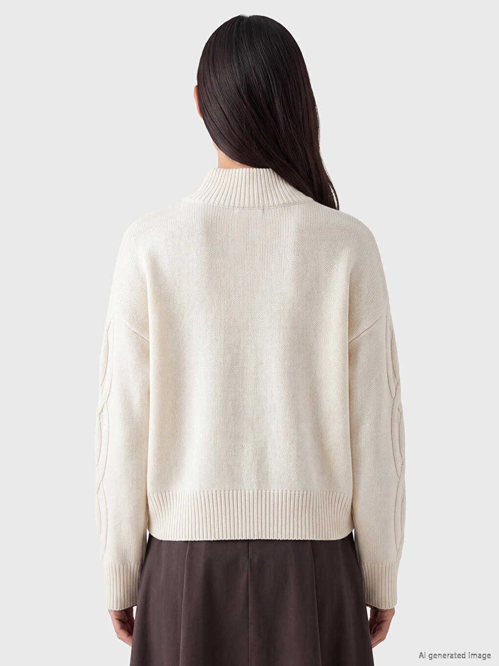 Cable Knit Patterned Women's Knitwear Sweater-3