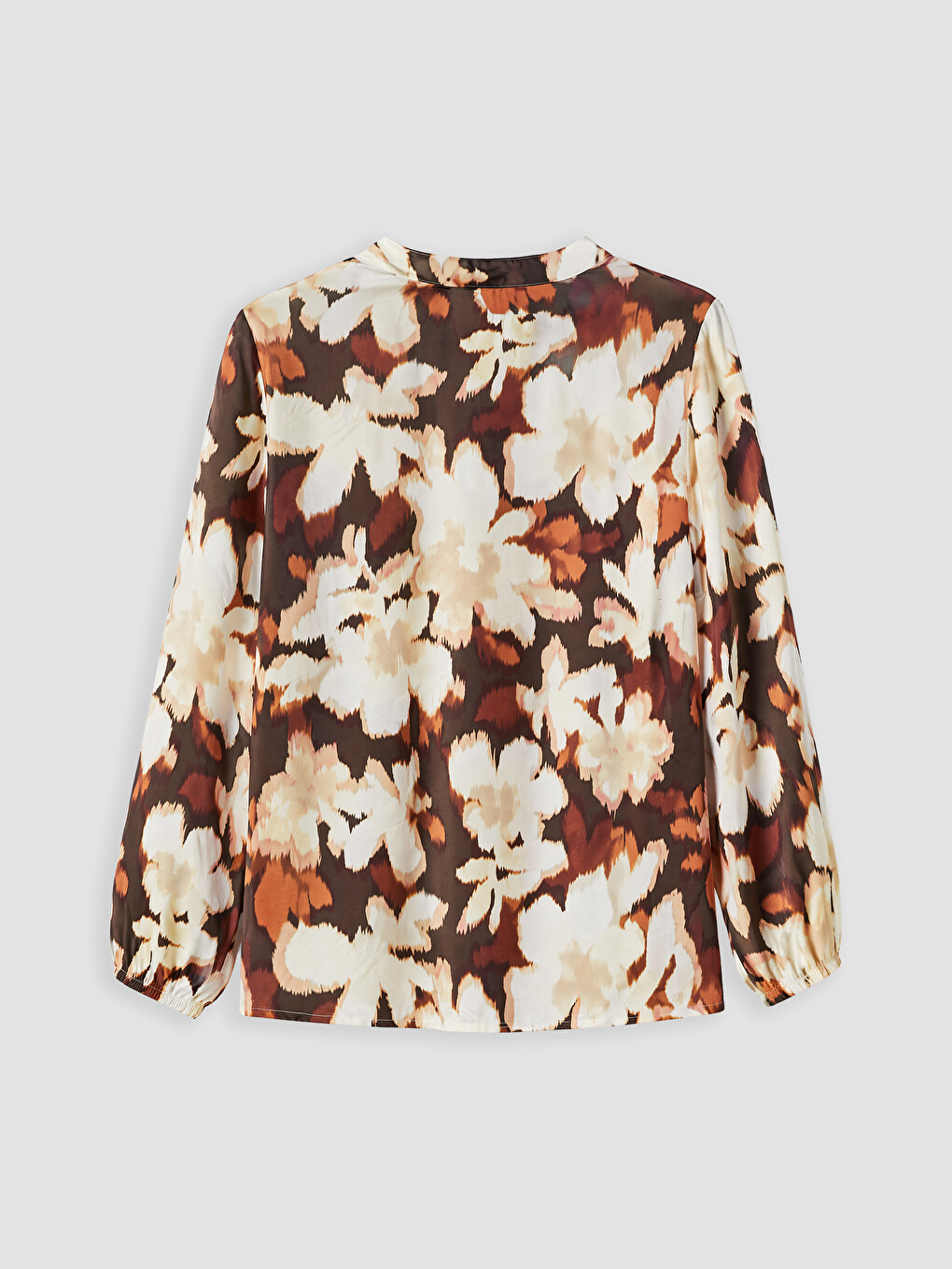 Grandad Collar Tie Detail Patterned Women's Blouse-6