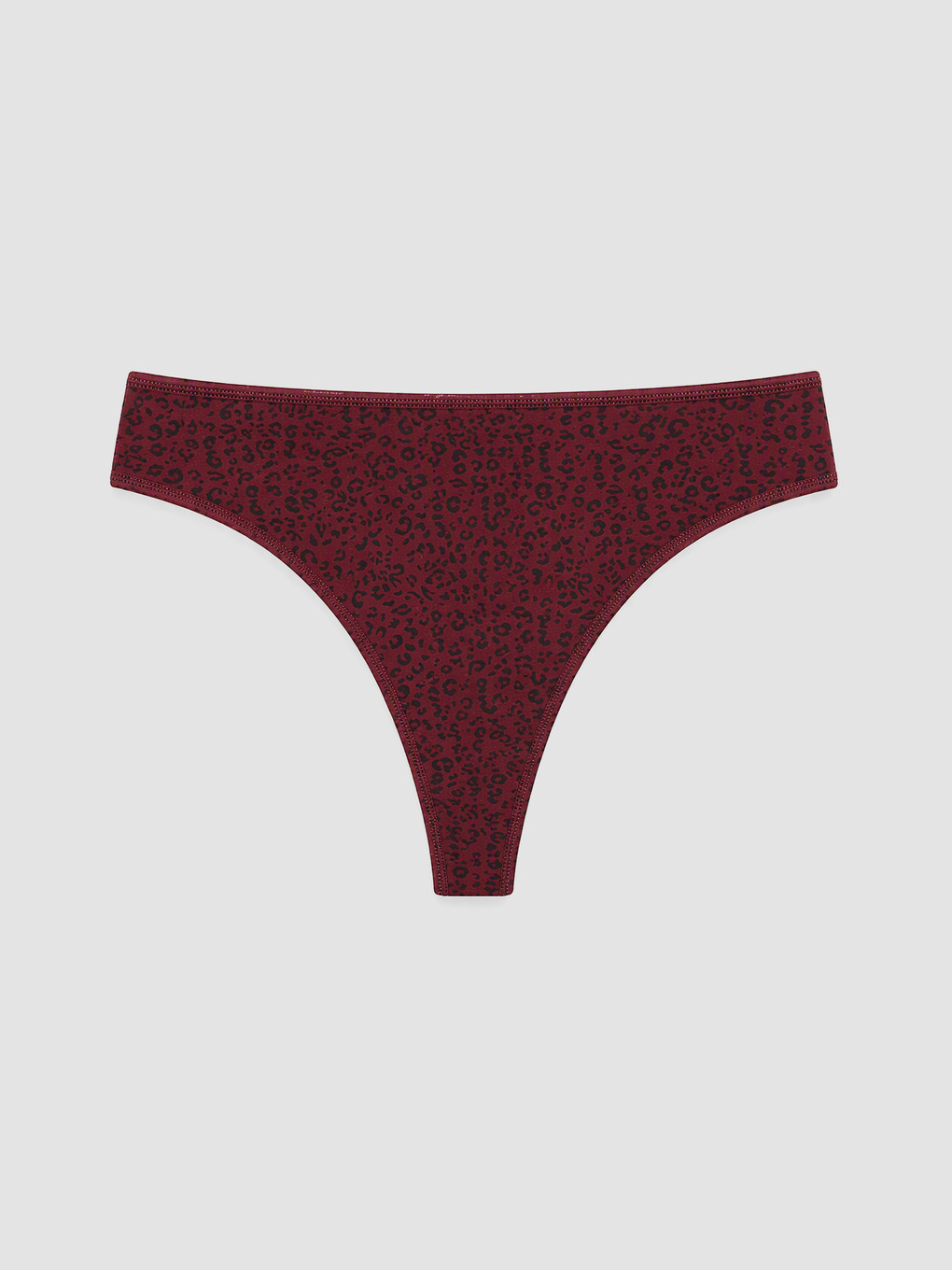 Bordo Leopar Desenli Tanga Külot 3'lü-3