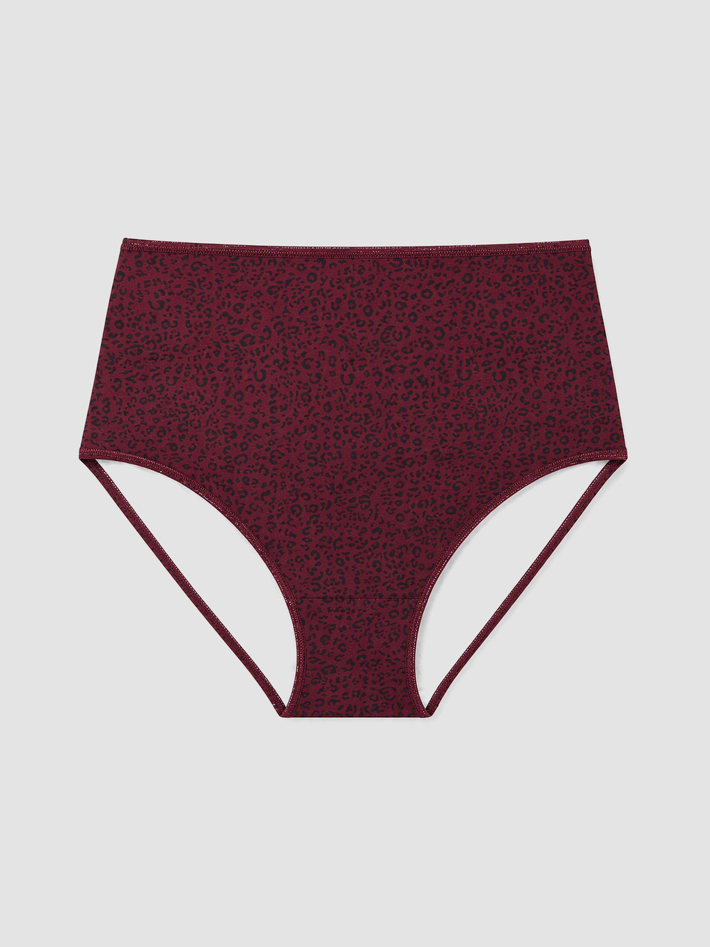 Bordo Yüksek Bel Leopar Desenli Külot 3'lü-3